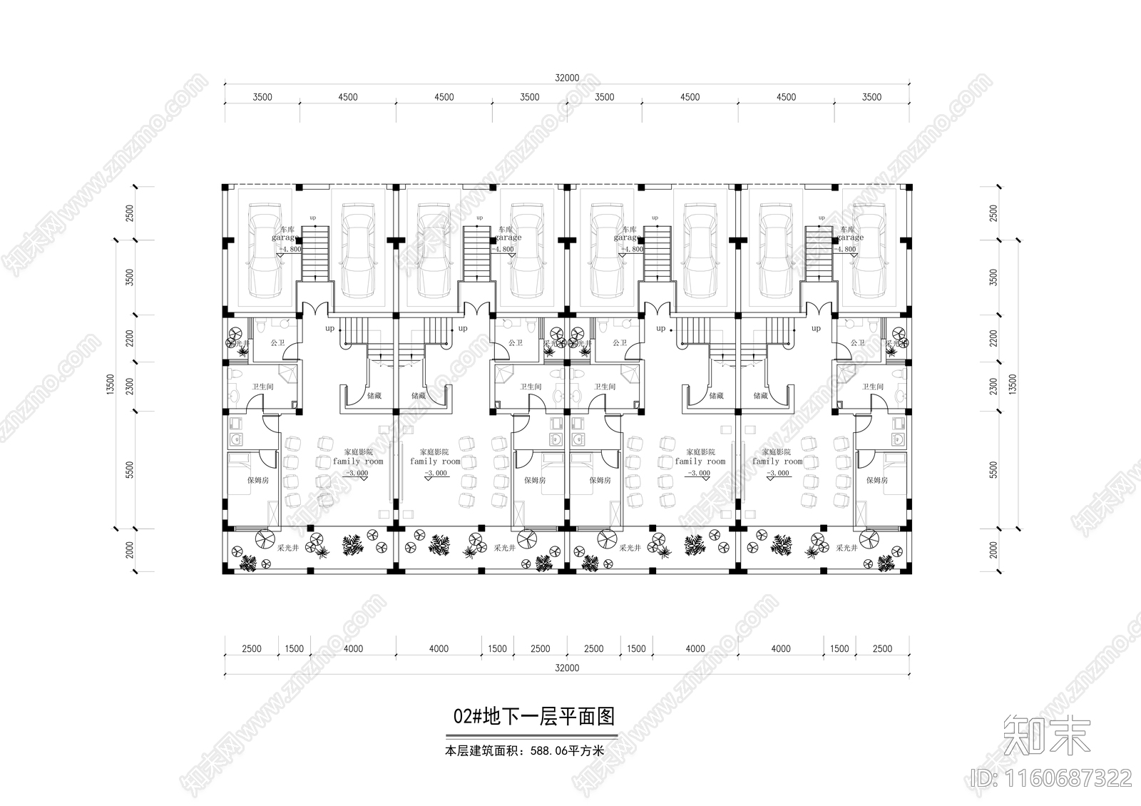 3层325平西班牙风格联排别墅建筑设cad施工图下载【ID:1160687322】