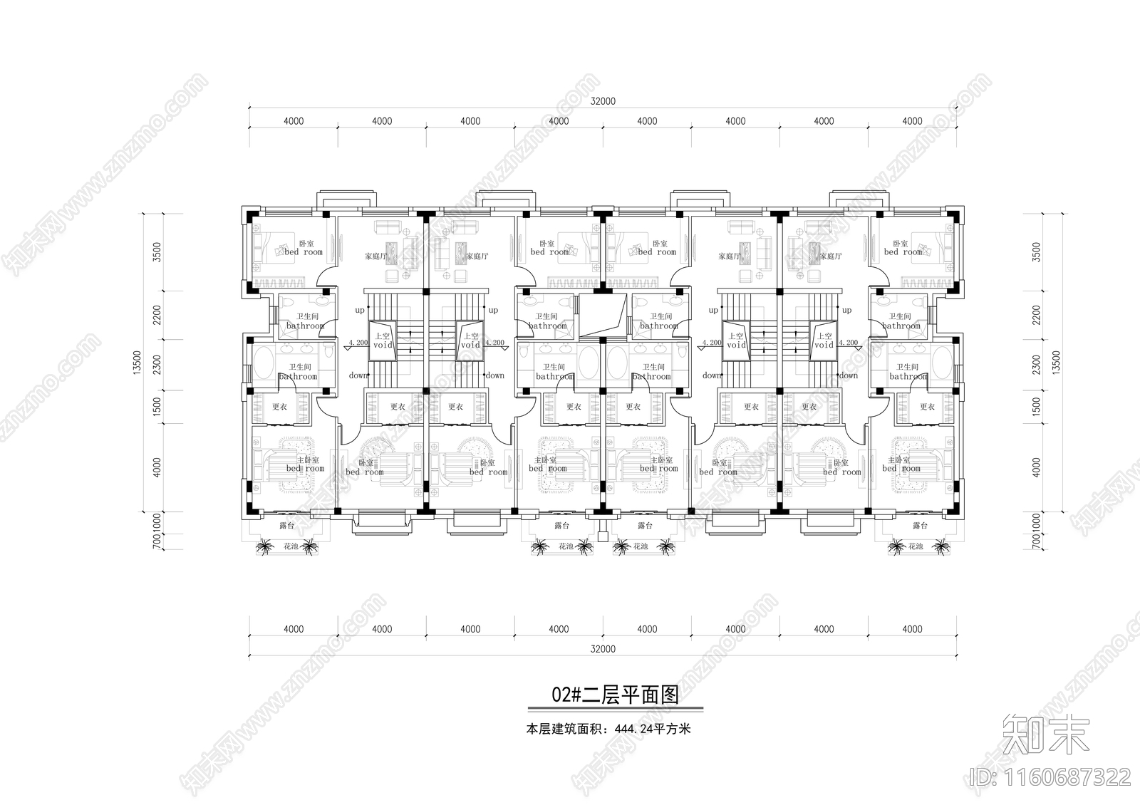 3层325平西班牙风格联排别墅建筑设cad施工图下载【ID:1160687322】