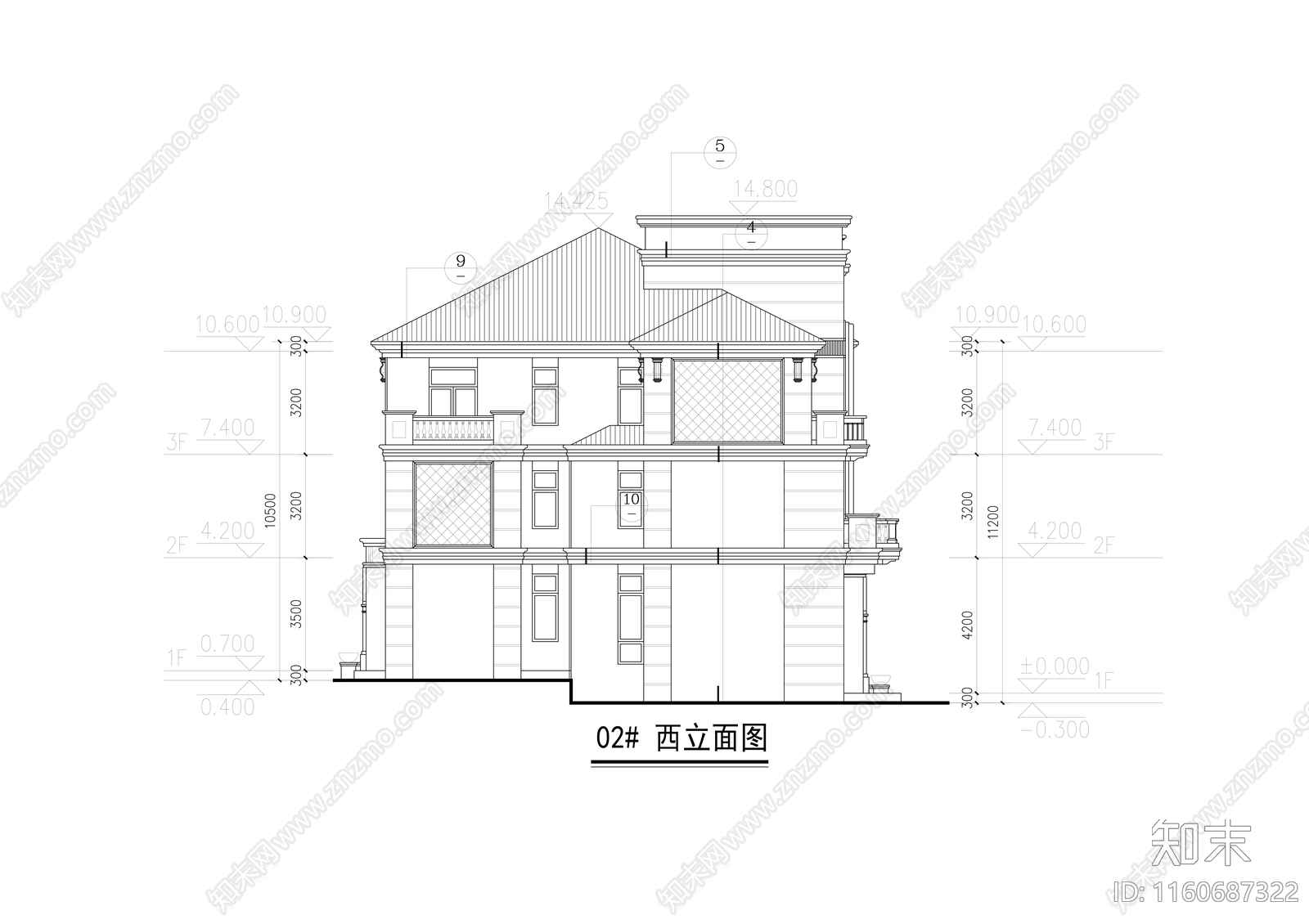 3层325平西班牙风格联排别墅建筑设cad施工图下载【ID:1160687322】