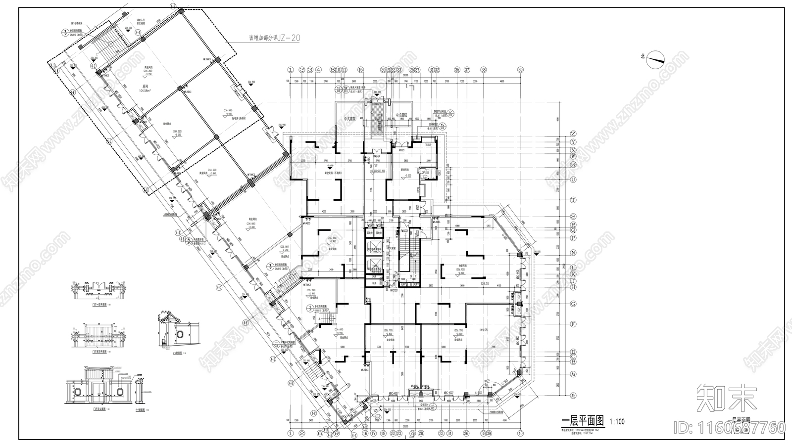 28层现代风格住宅楼及单体建筑设cad施工图下载【ID:1160687760】