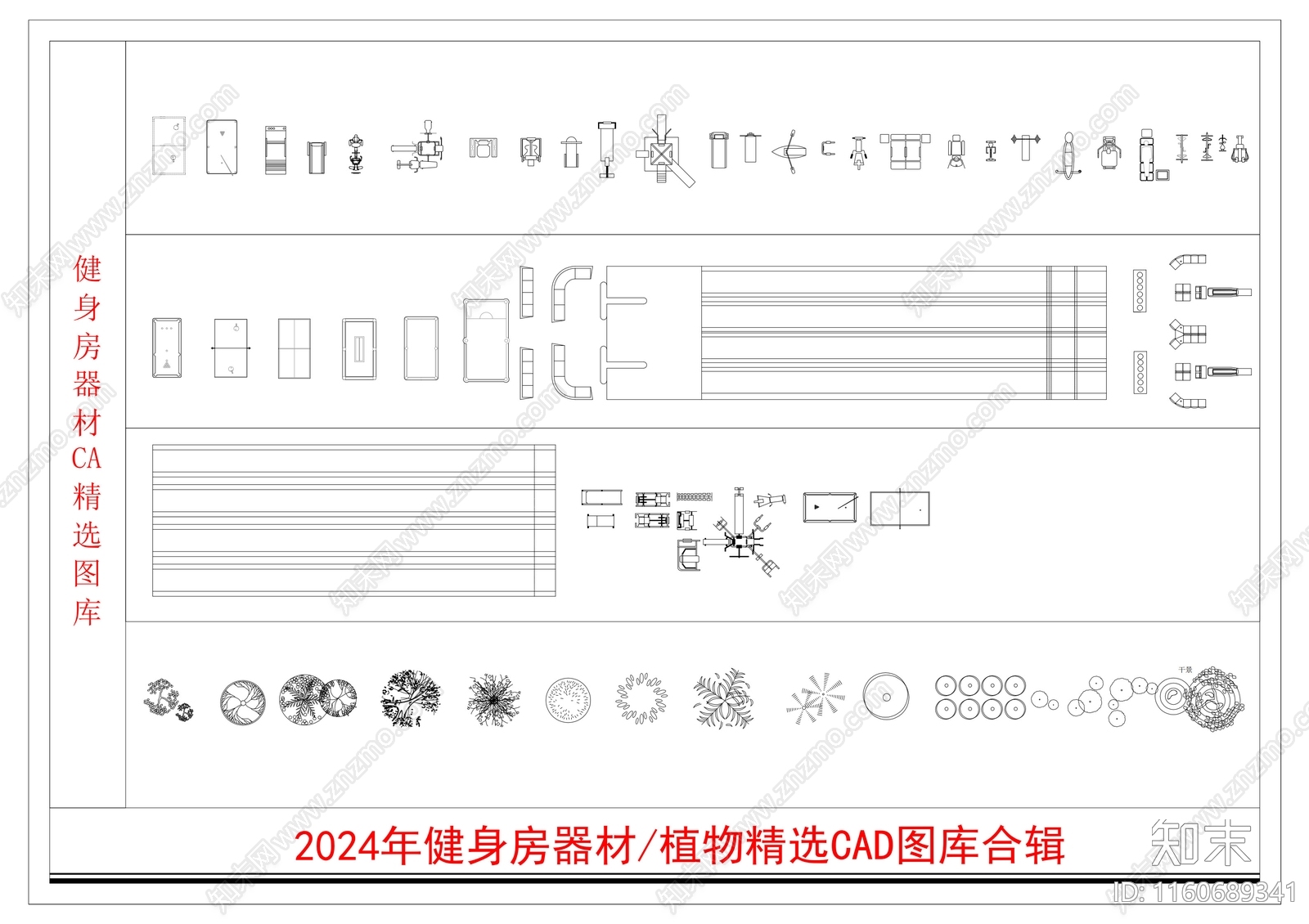 2024年健身房器材与植物精选图库合辑施工图下载【ID:1160689341】