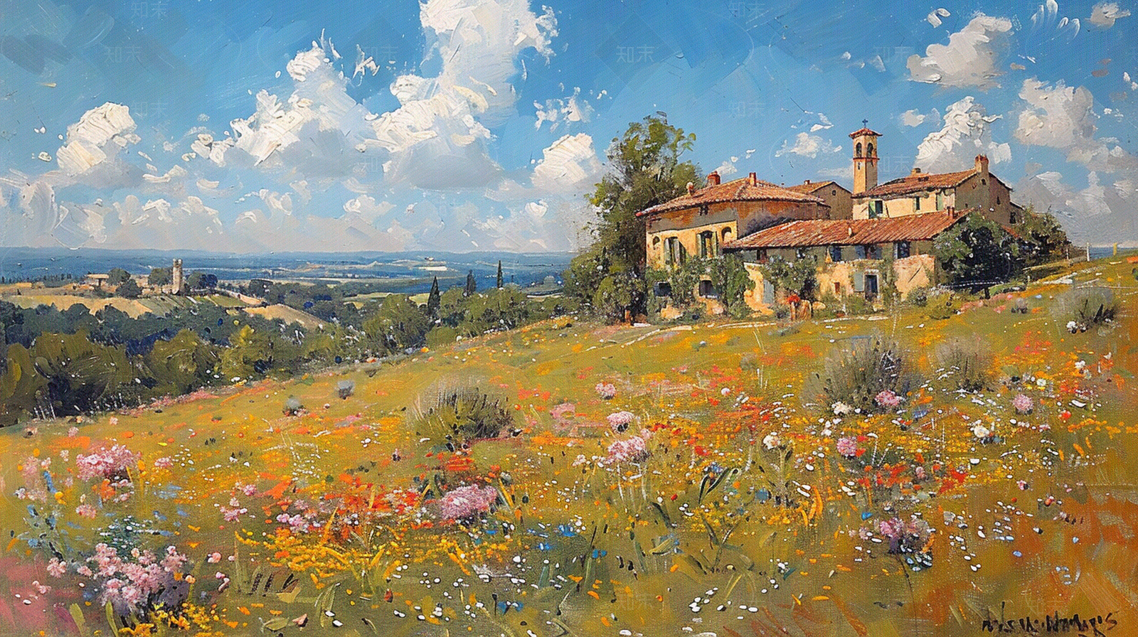 法国中世纪田园风景油画贴图下载【ID:1160689556】