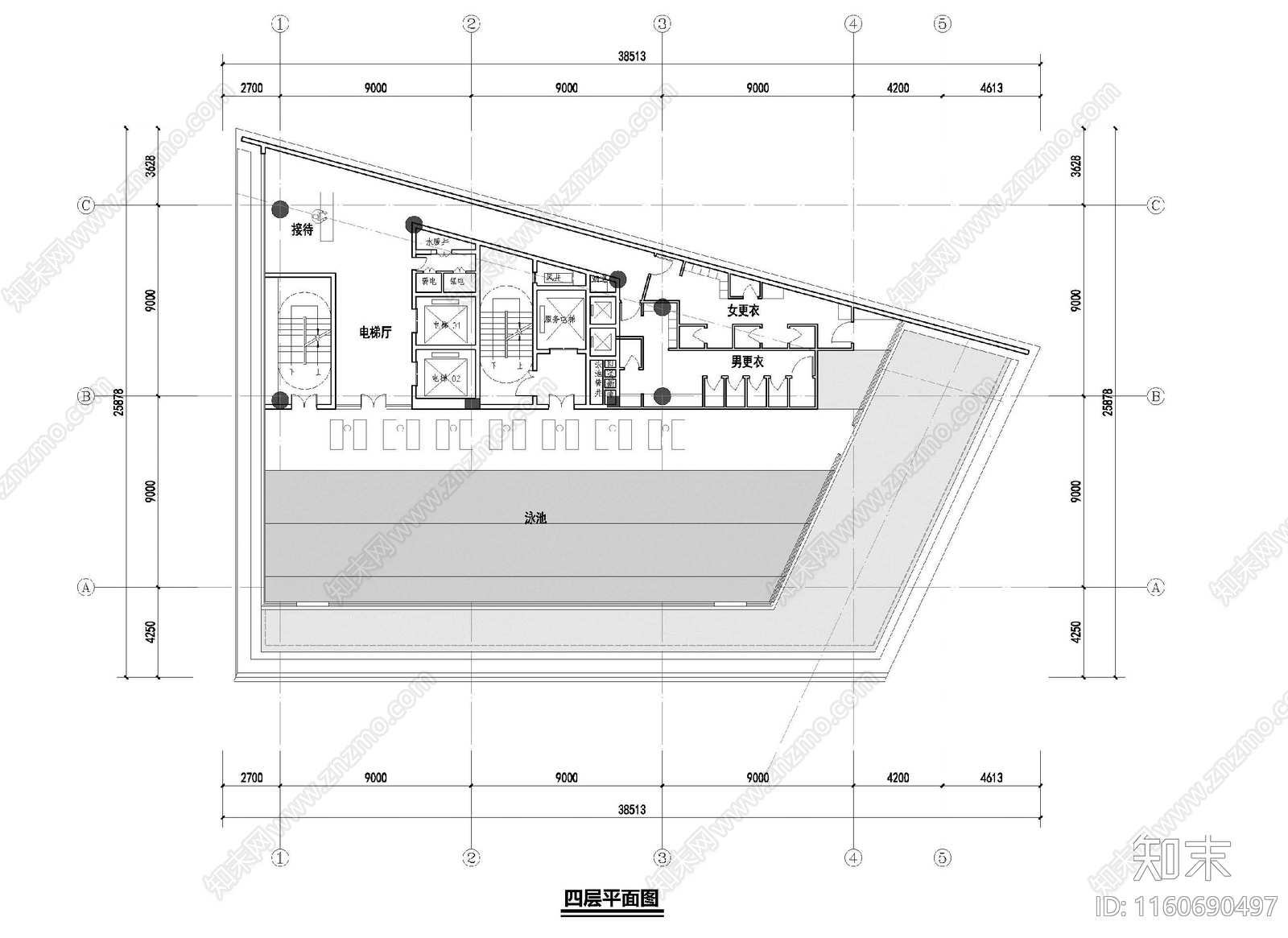 现代风格酒店大堂配套cad施工图下载【ID:1160690497】