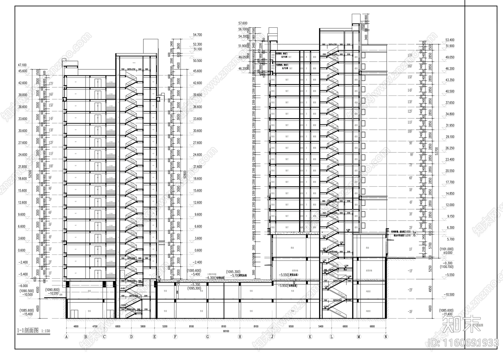 安置房建筑cad施工图下载【ID:1160691933】