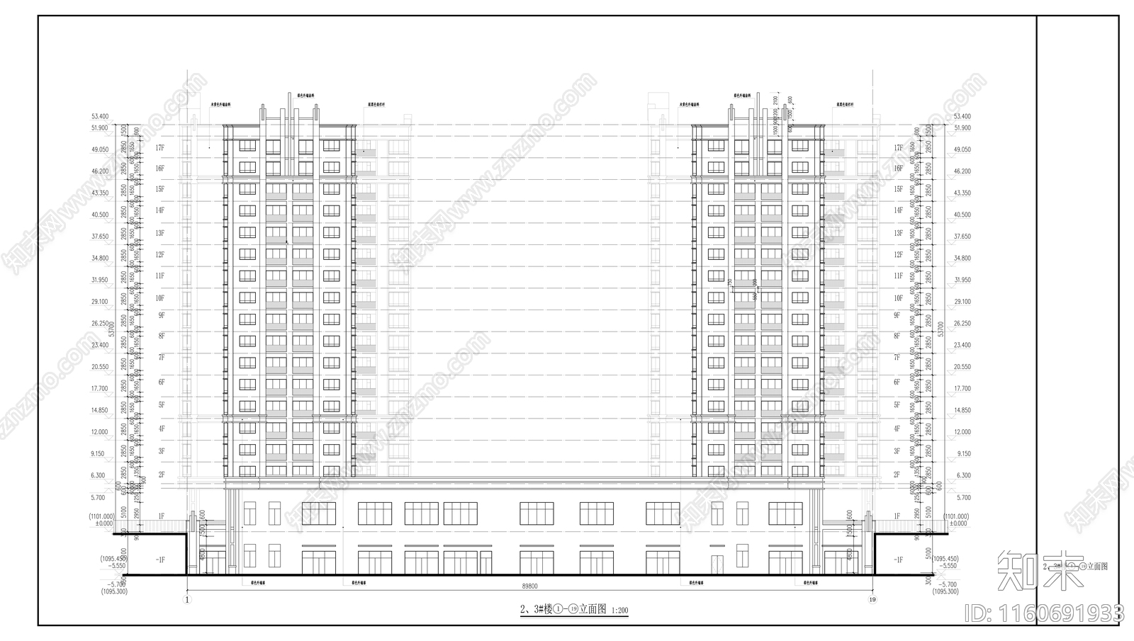 安置房建筑cad施工图下载【ID:1160691933】