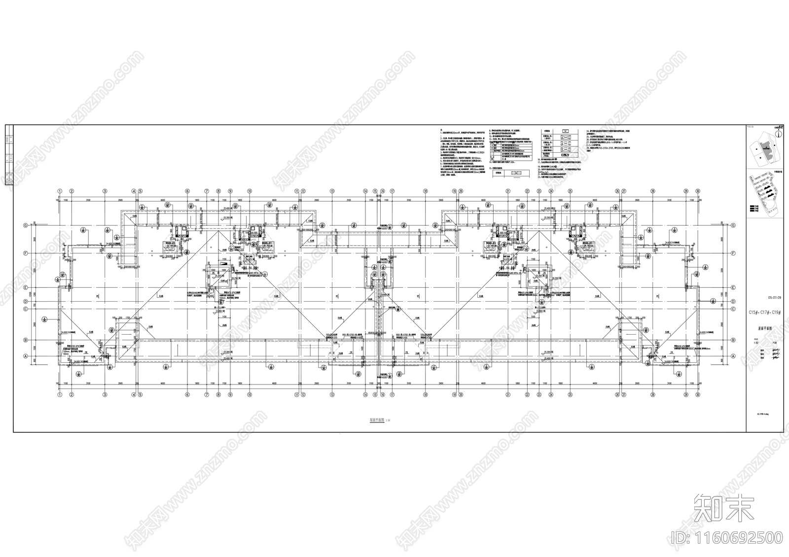 住宅综合体建筑洋房cad施工图下载【ID:1160692500】