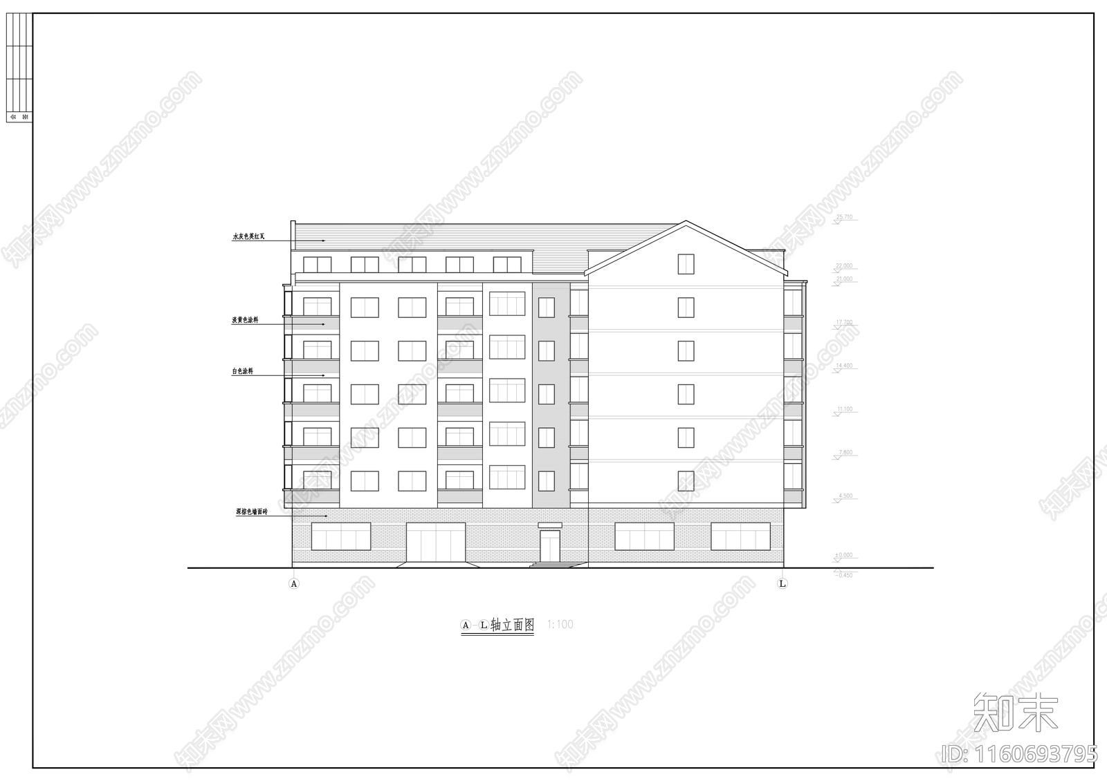 多层宿舍楼建施工图下载【ID:1160693795】