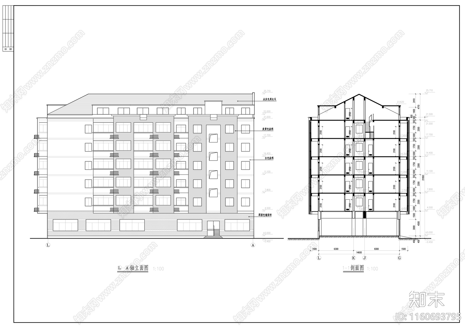 多层宿舍楼建施工图下载【ID:1160693795】