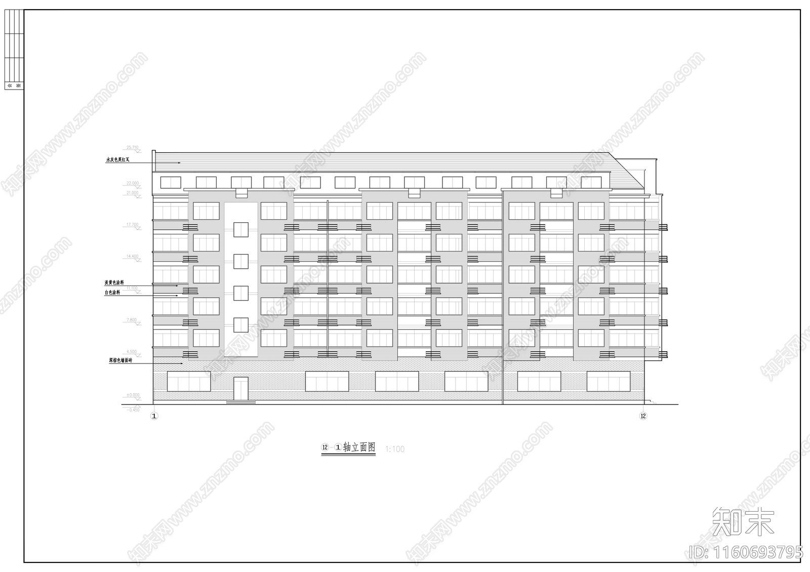 多层宿舍楼建施工图下载【ID:1160693795】