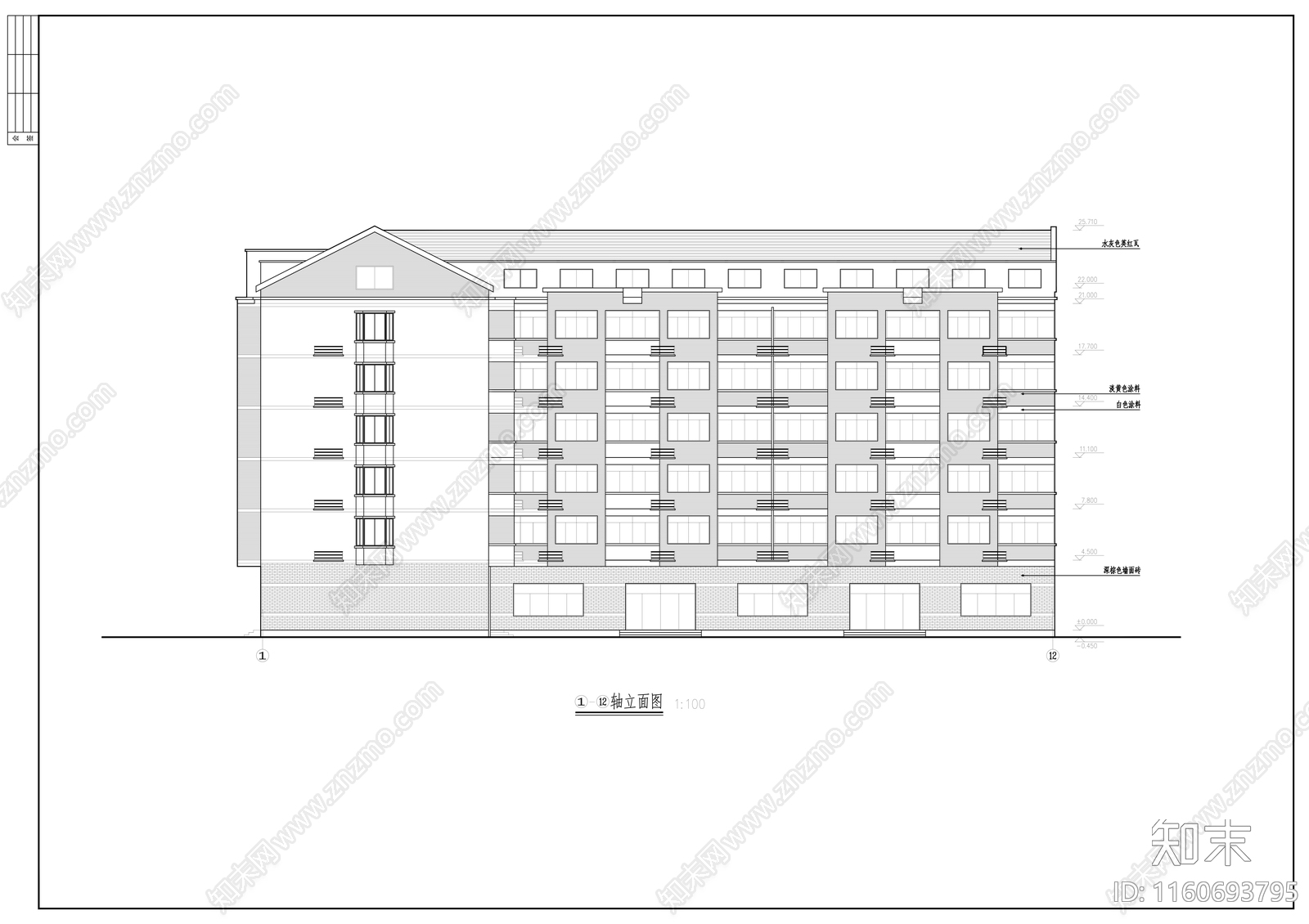 多层宿舍楼建施工图下载【ID:1160693795】