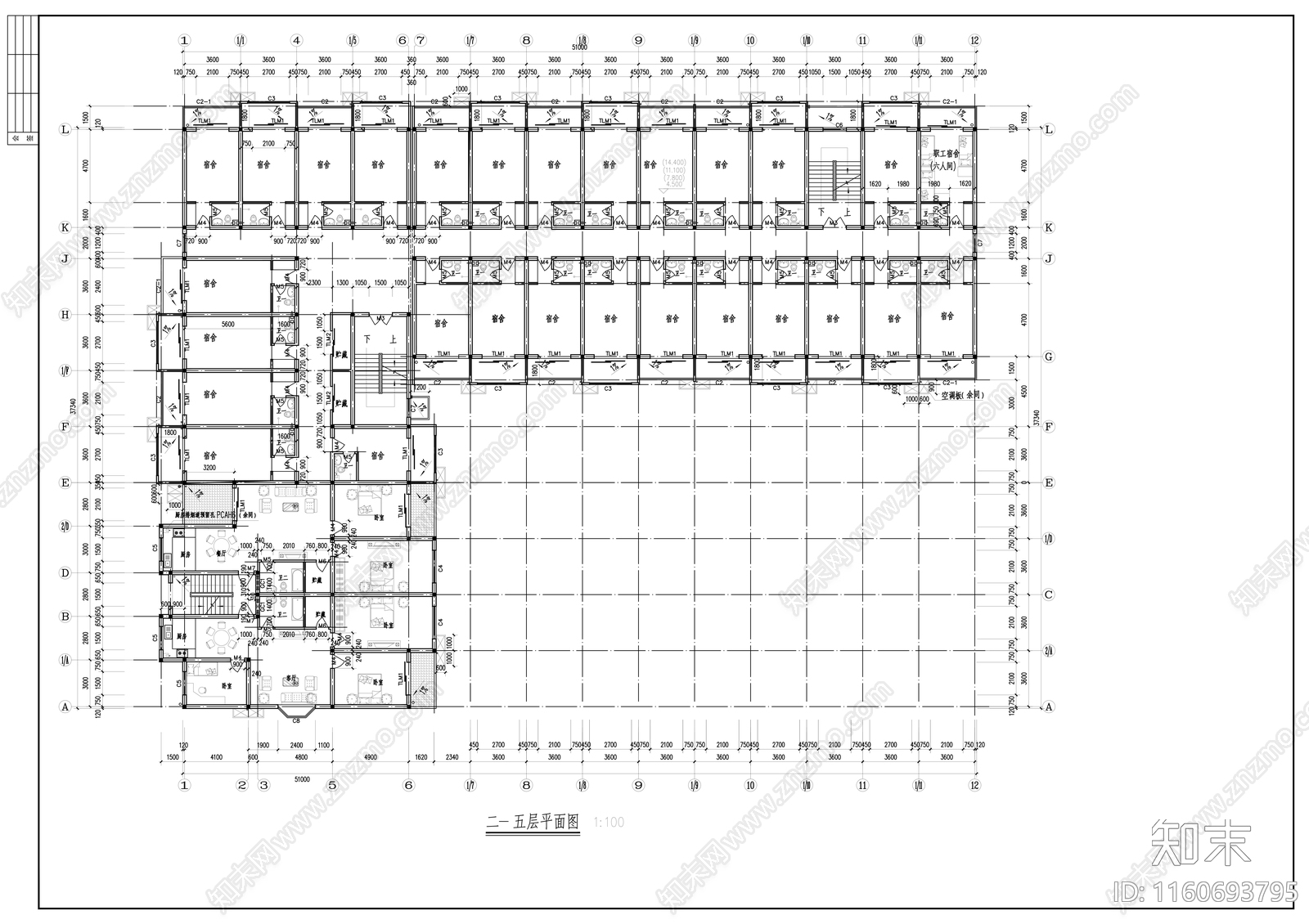 多层宿舍楼建施工图下载【ID:1160693795】