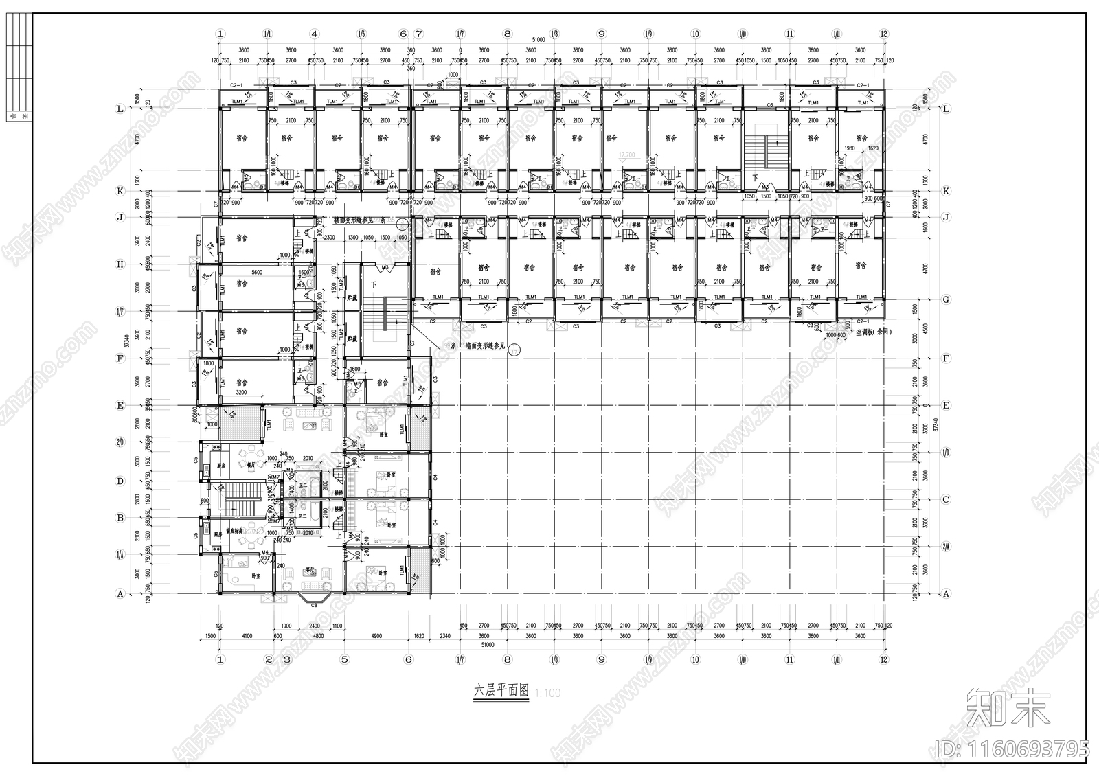 多层宿舍楼建施工图下载【ID:1160693795】