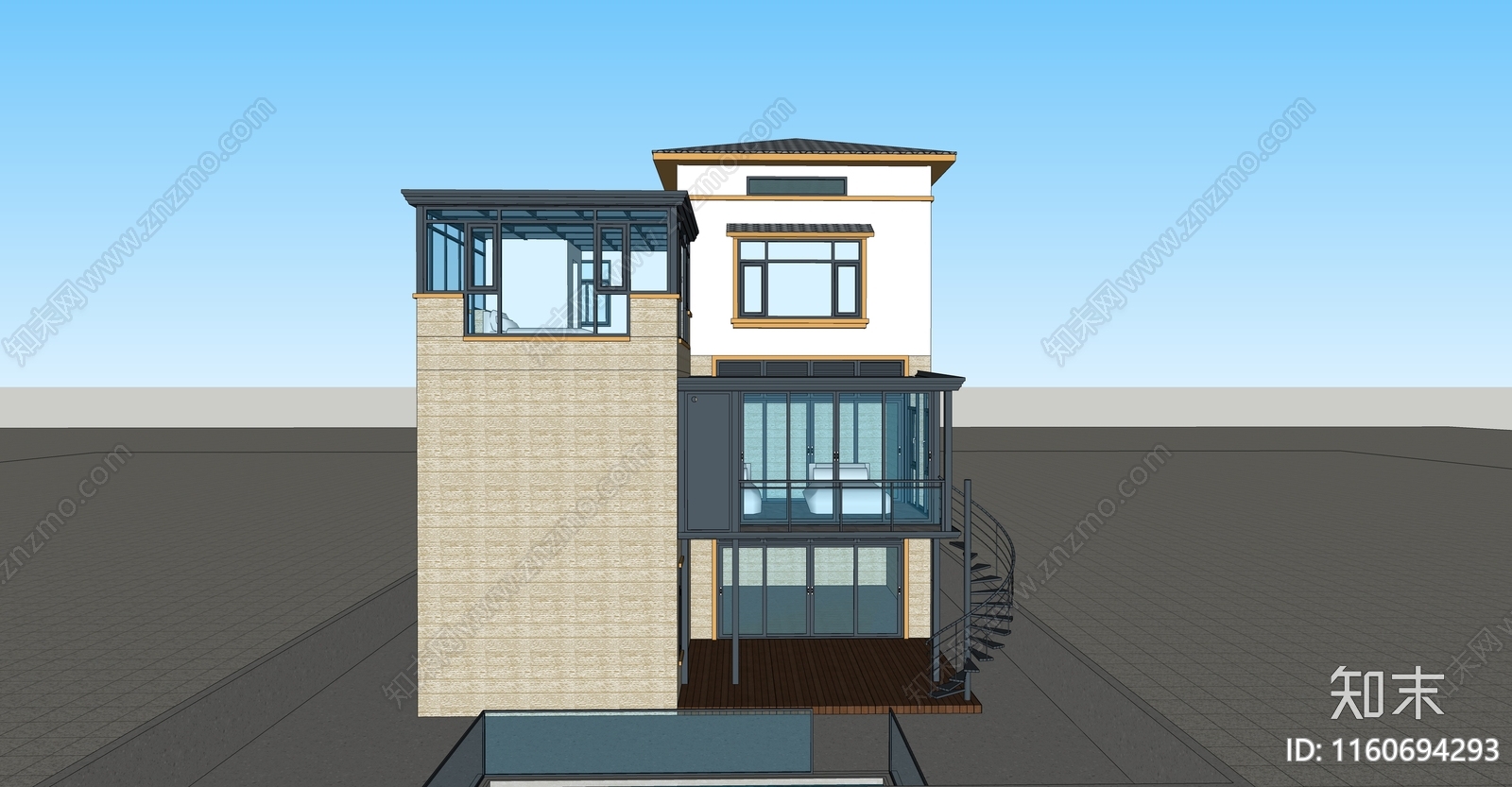 现代别墅SU模型下载【ID:1160694293】