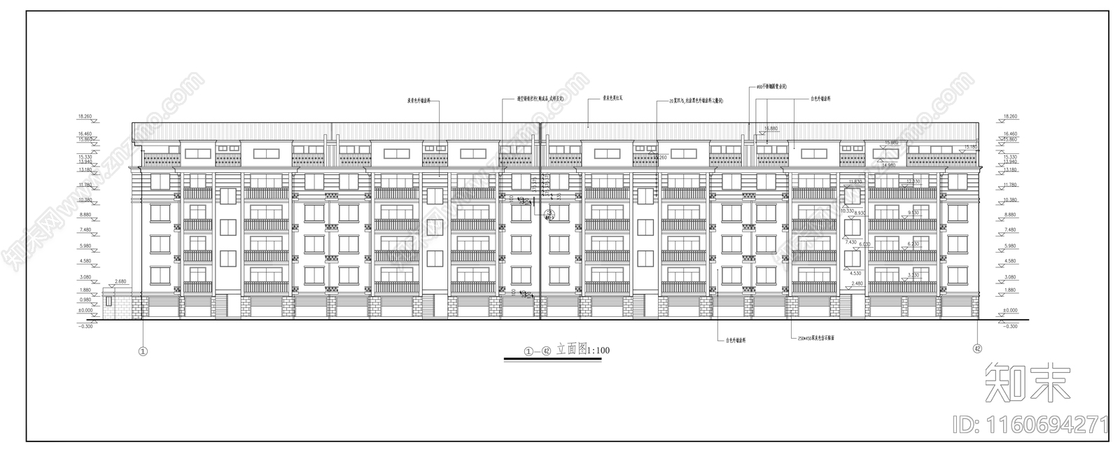 多层住宅楼平立剖面图cad施工图下载【ID:1160694271】