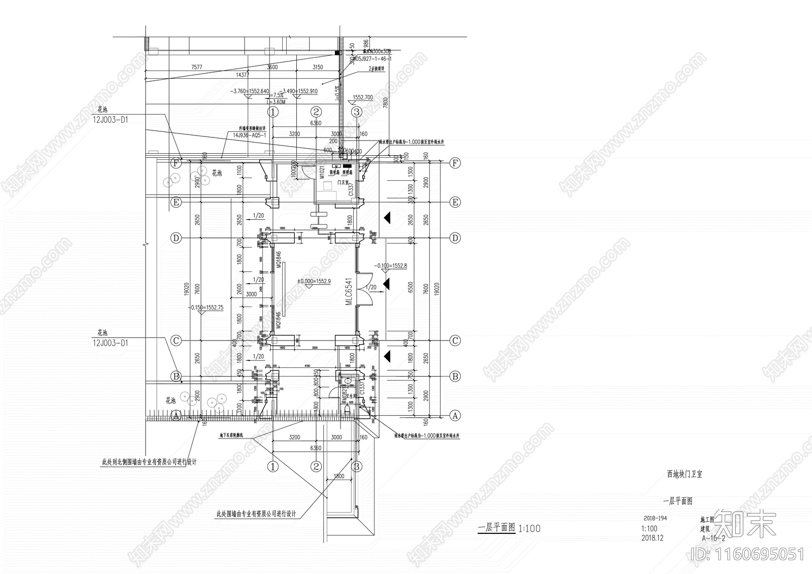 高端小区入口大门建筑图施工图下载【ID:1160695051】