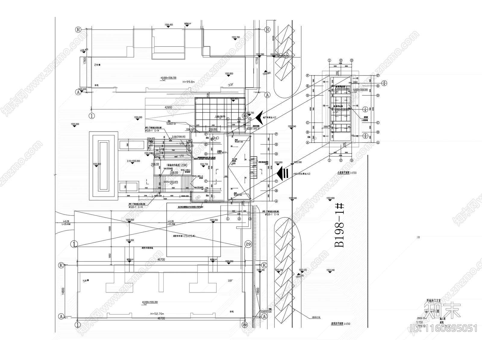 高端小区入口大门建筑图施工图下载【ID:1160695051】