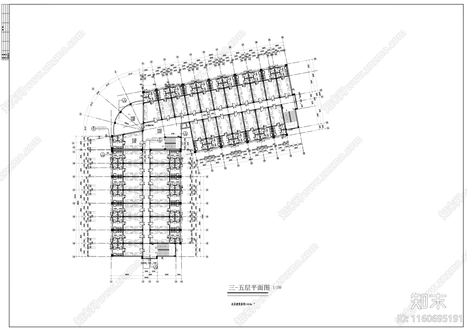 公寓楼建筑图cad施工图下载【ID:1160695191】