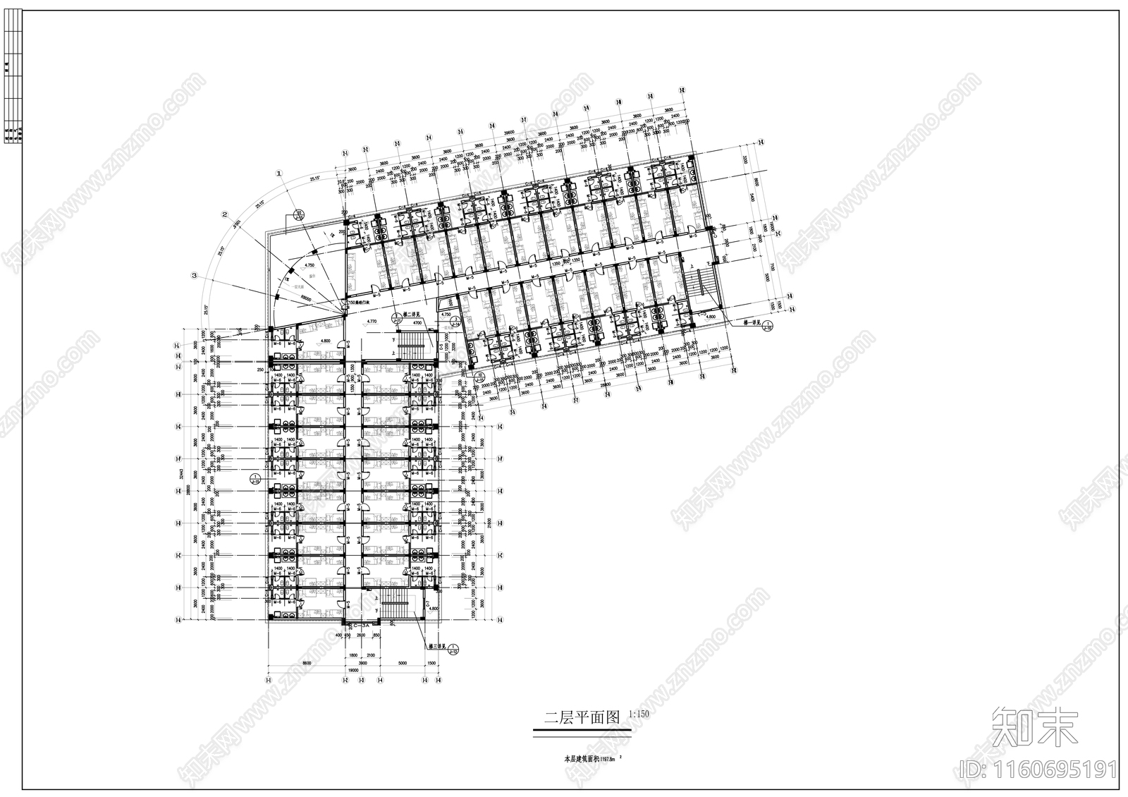 公寓楼建筑图cad施工图下载【ID:1160695191】