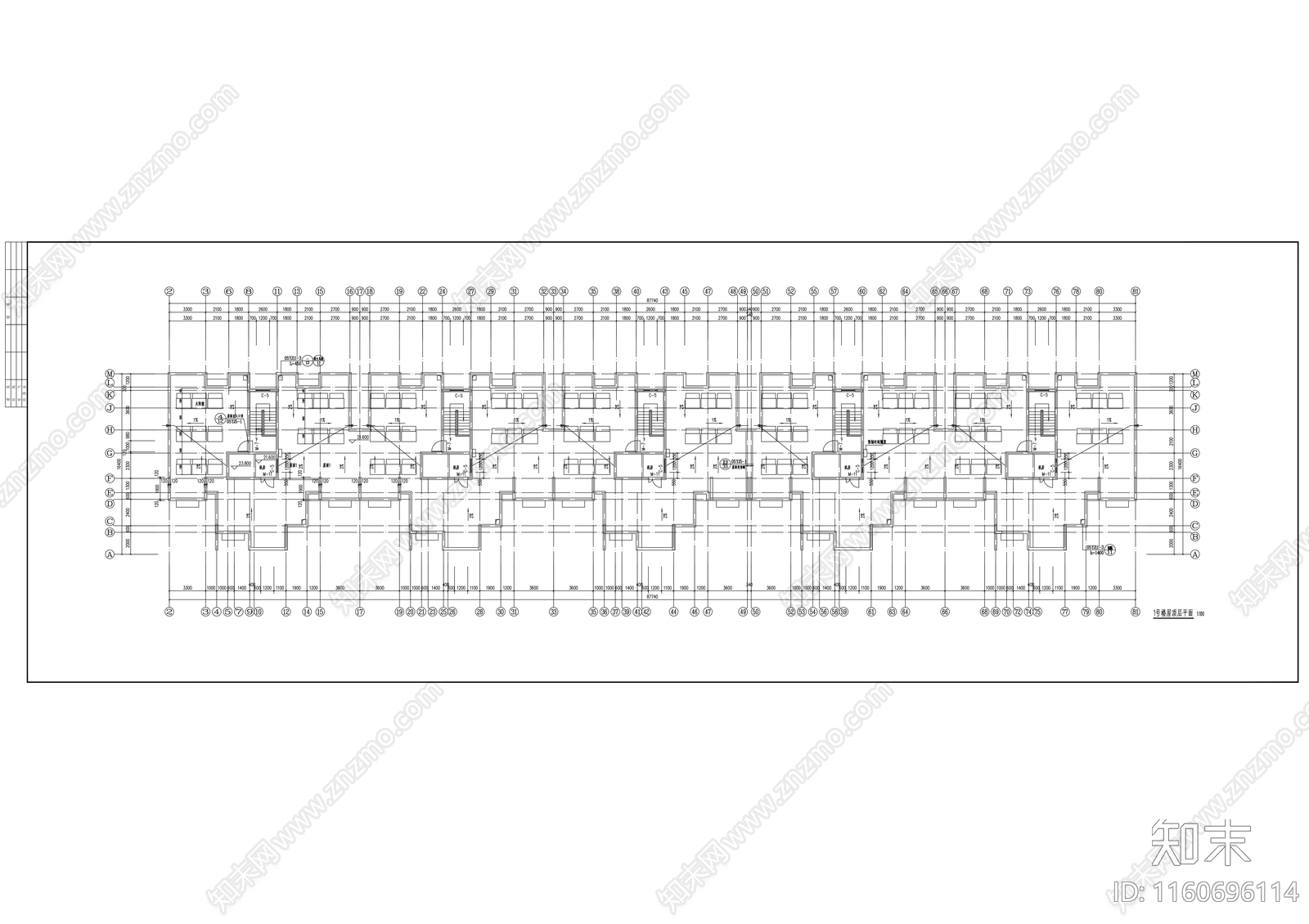 居经济适用房小区1号楼建筑cad施工图下载【ID:1160696114】