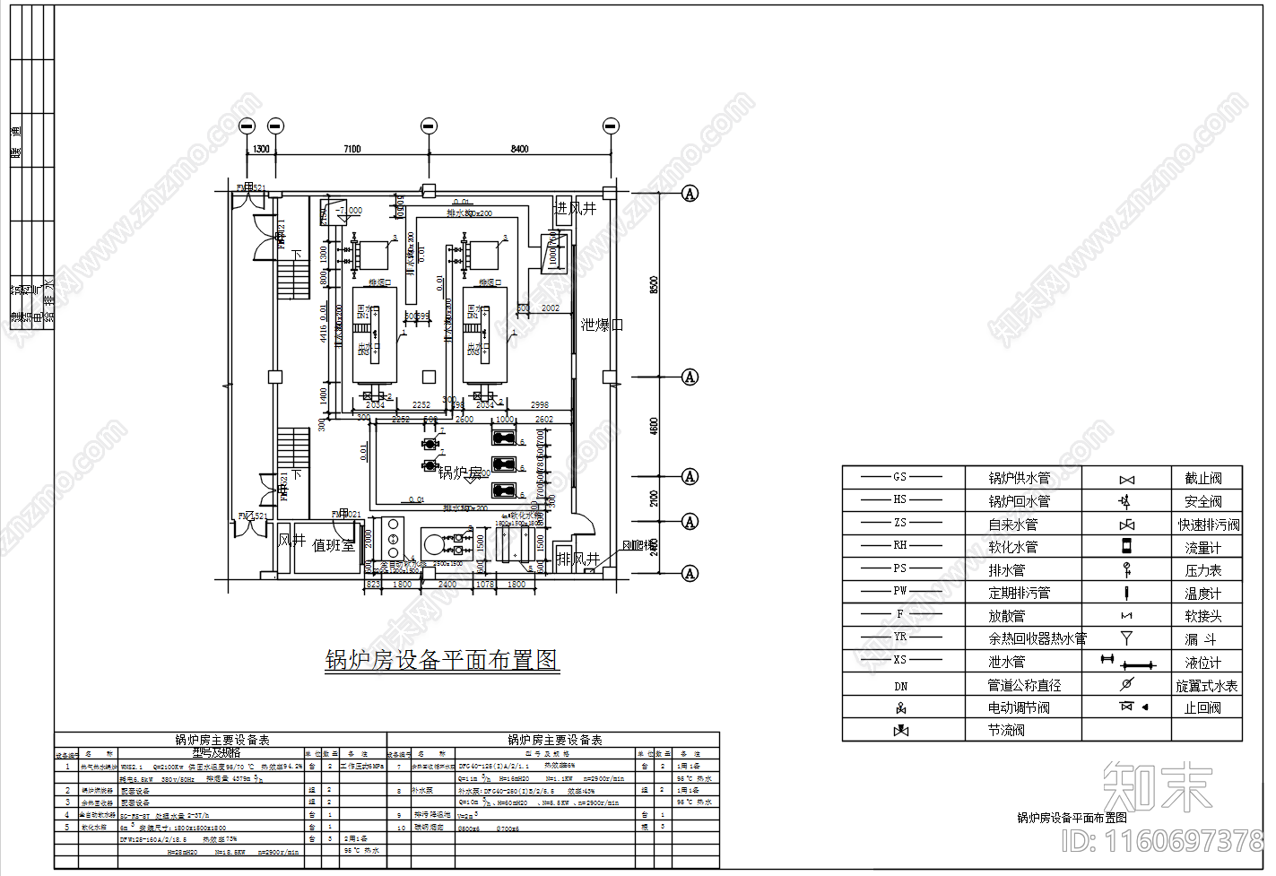 燃气热水锅炉房热力系统图设备布置图施工图下载【ID:1160697378】