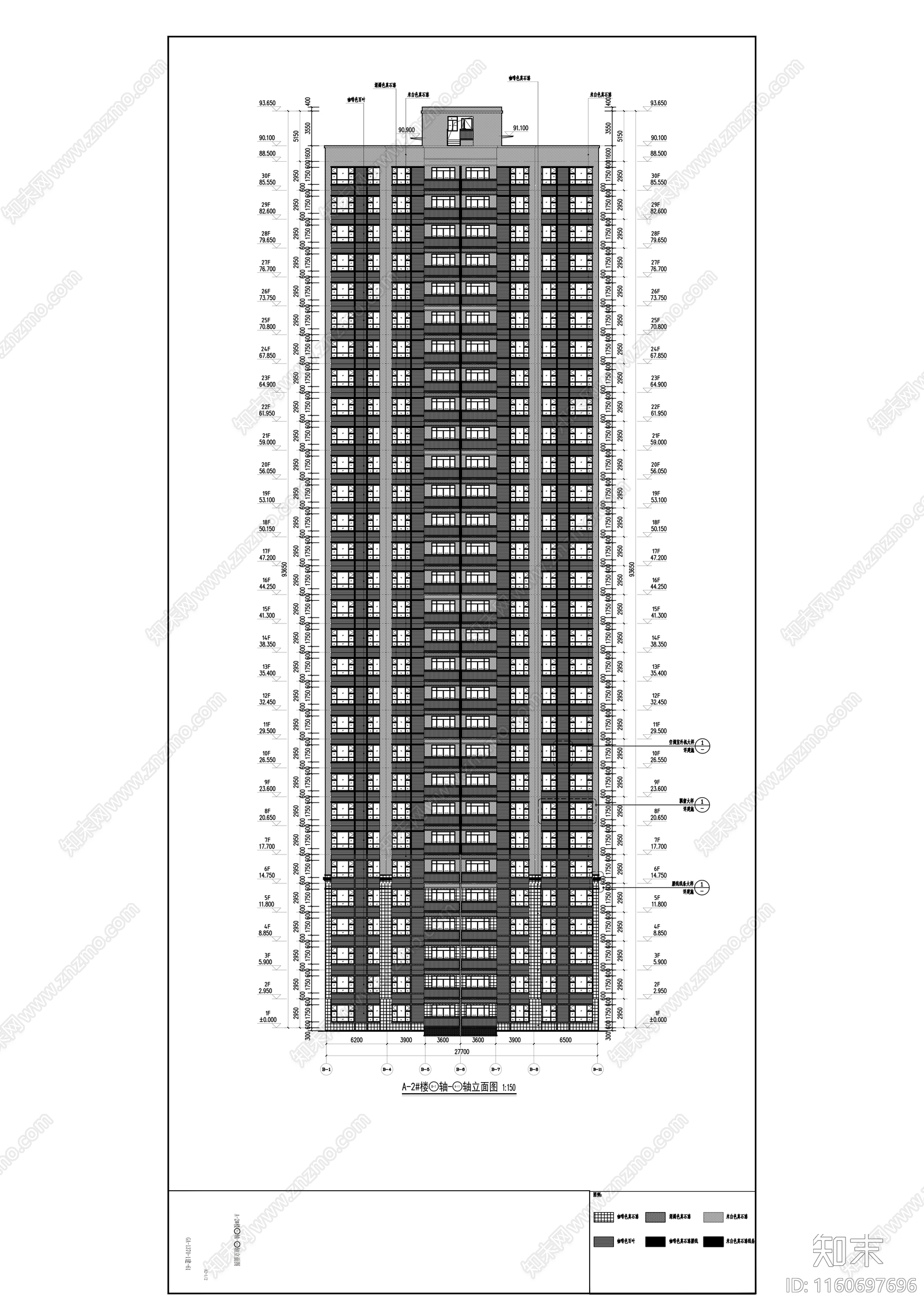 顺海绿洲A地块塔楼cad施工图下载【ID:1160697696】