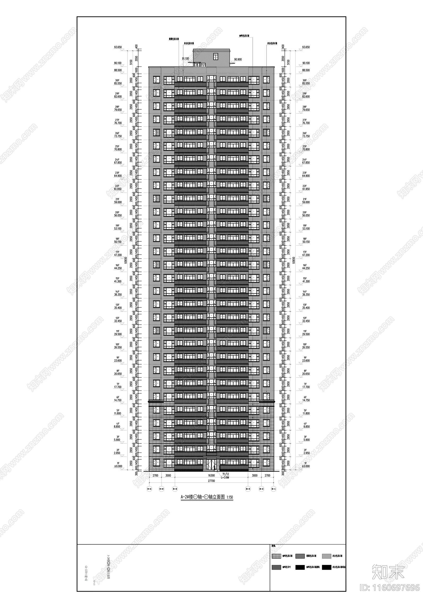 顺海绿洲A地块塔楼cad施工图下载【ID:1160697696】