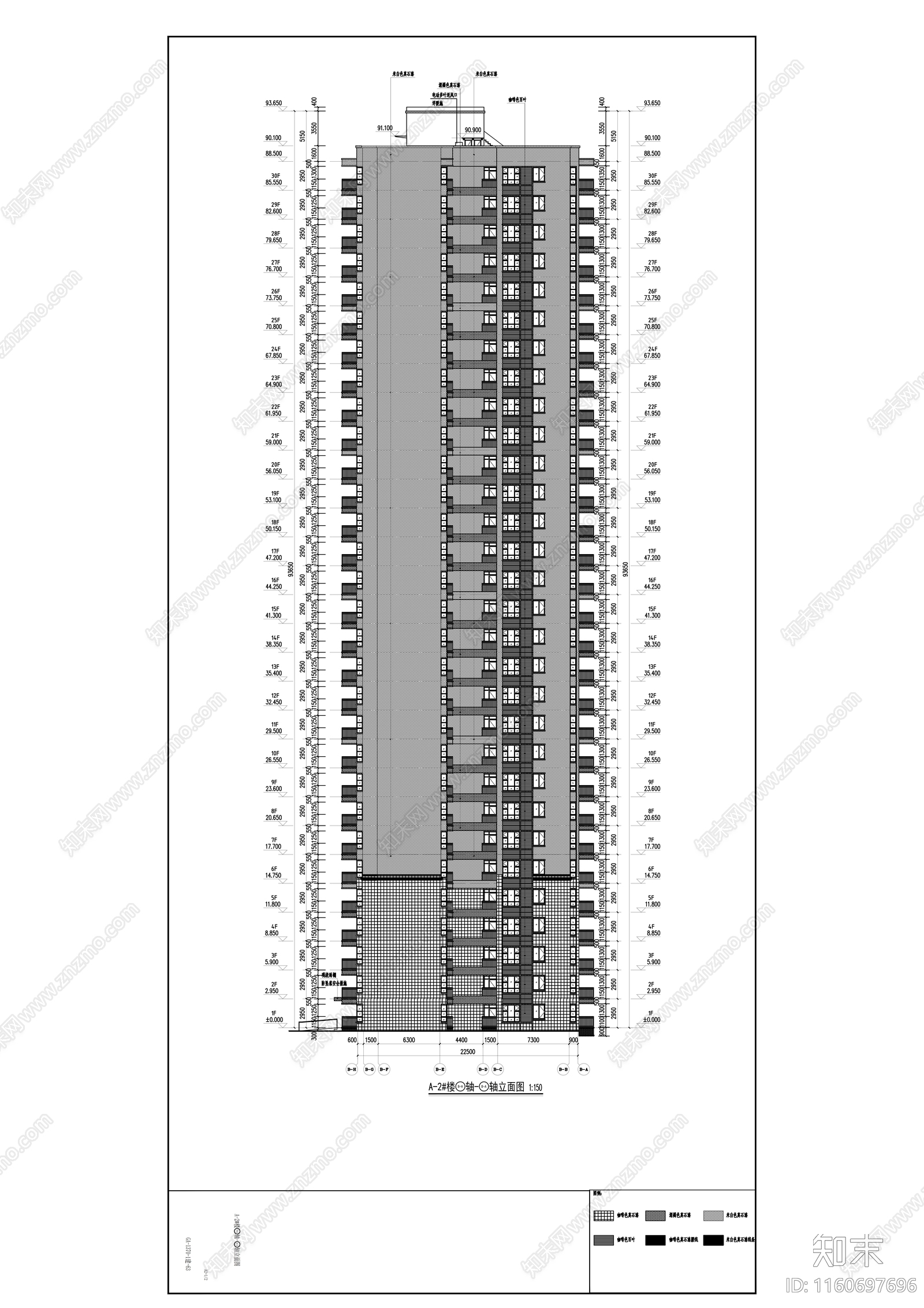 顺海绿洲A地块塔楼cad施工图下载【ID:1160697696】