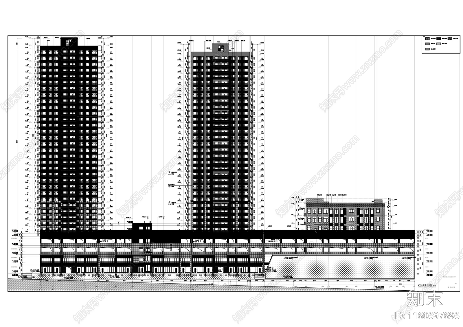 顺海绿洲A地块塔楼cad施工图下载【ID:1160697696】