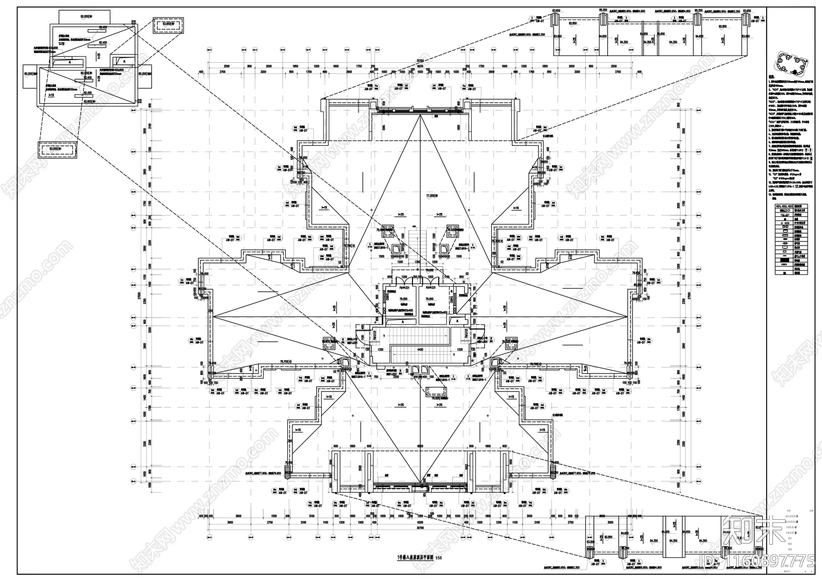 塔式简欧式高层住宅建筑图纸cad施工图下载【ID:1160697775】