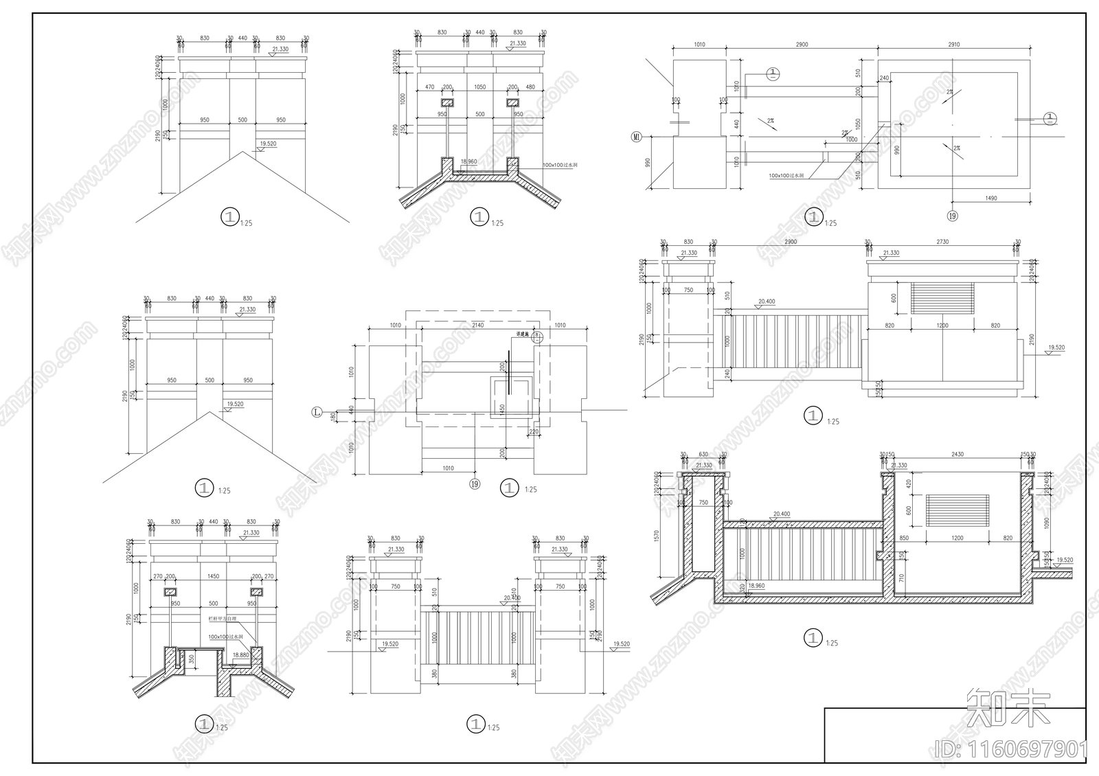 五层欧式花园洋房建cad施工图下载【ID:1160697901】