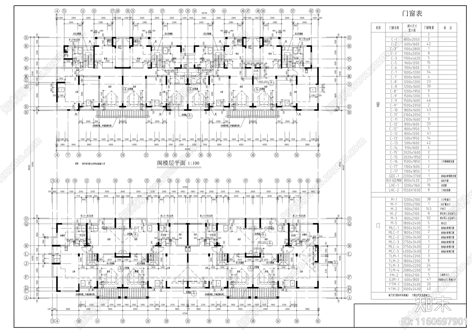 五层欧式花园洋房建cad施工图下载【ID:1160697901】