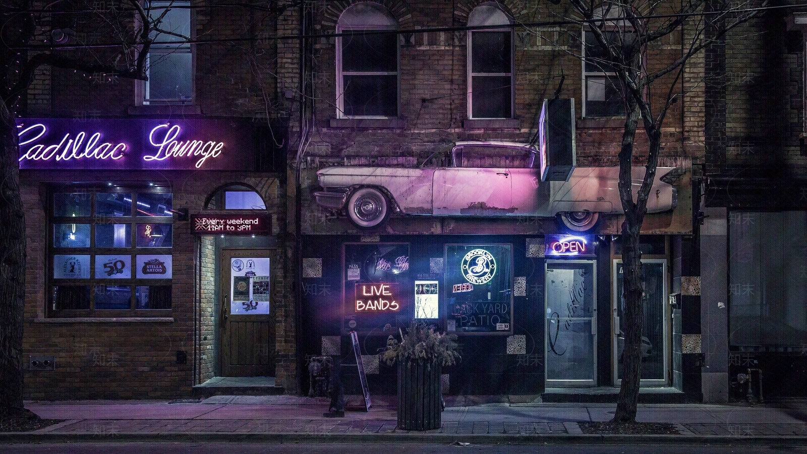 街道店铺夜景贴图下载【ID:1160698743】