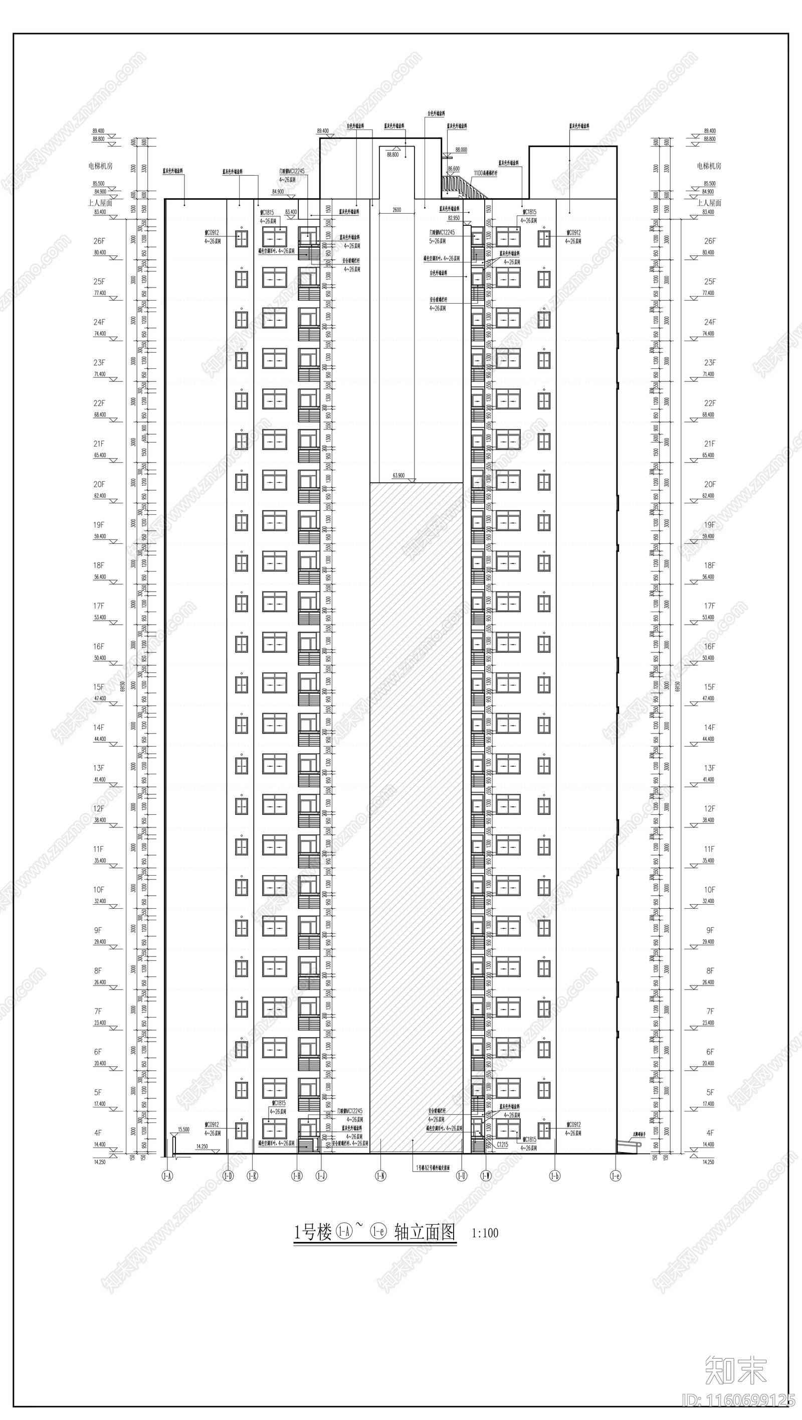 小区12号楼建cad施工图下载【ID:1160699125】