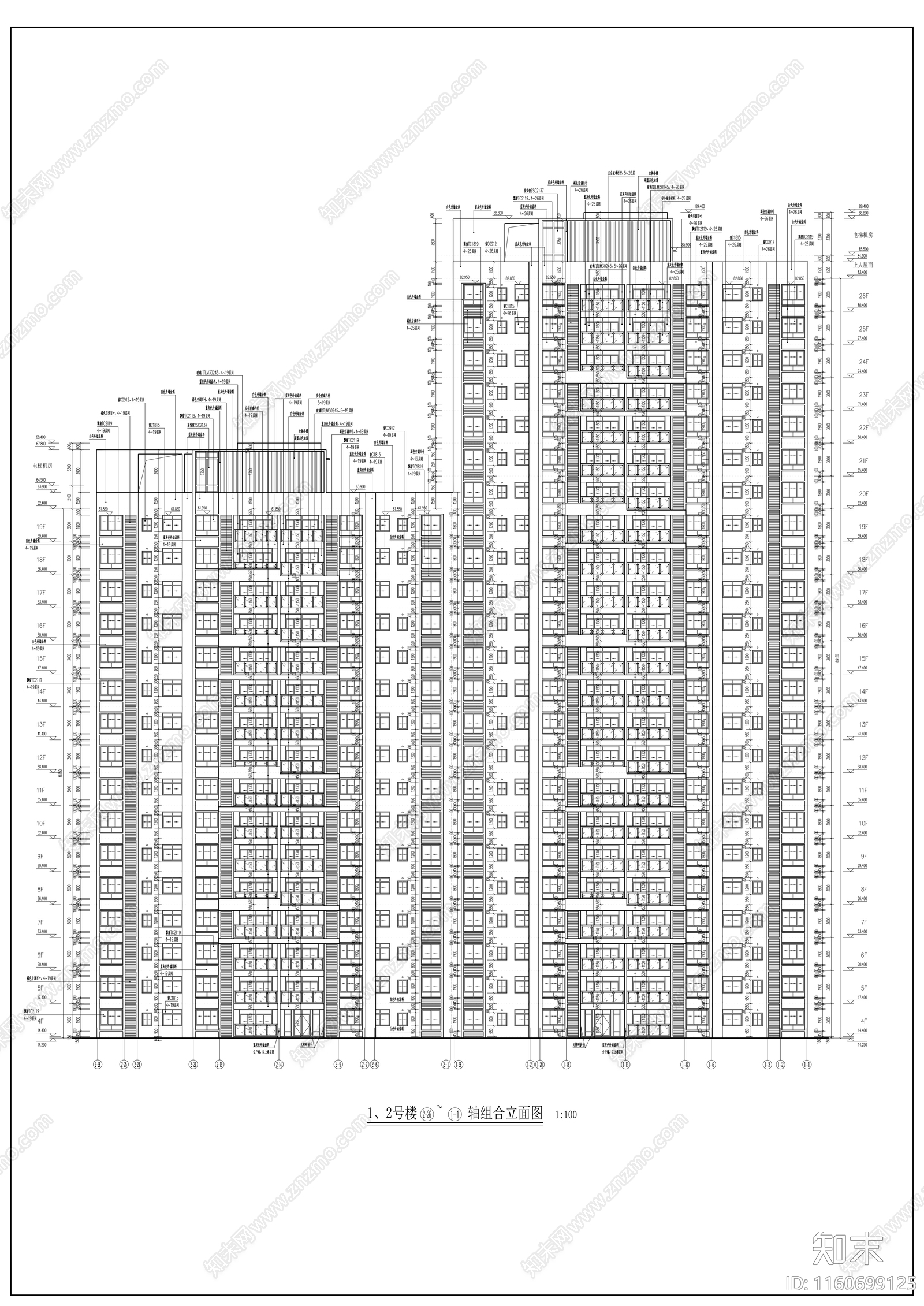 小区12号楼建cad施工图下载【ID:1160699125】