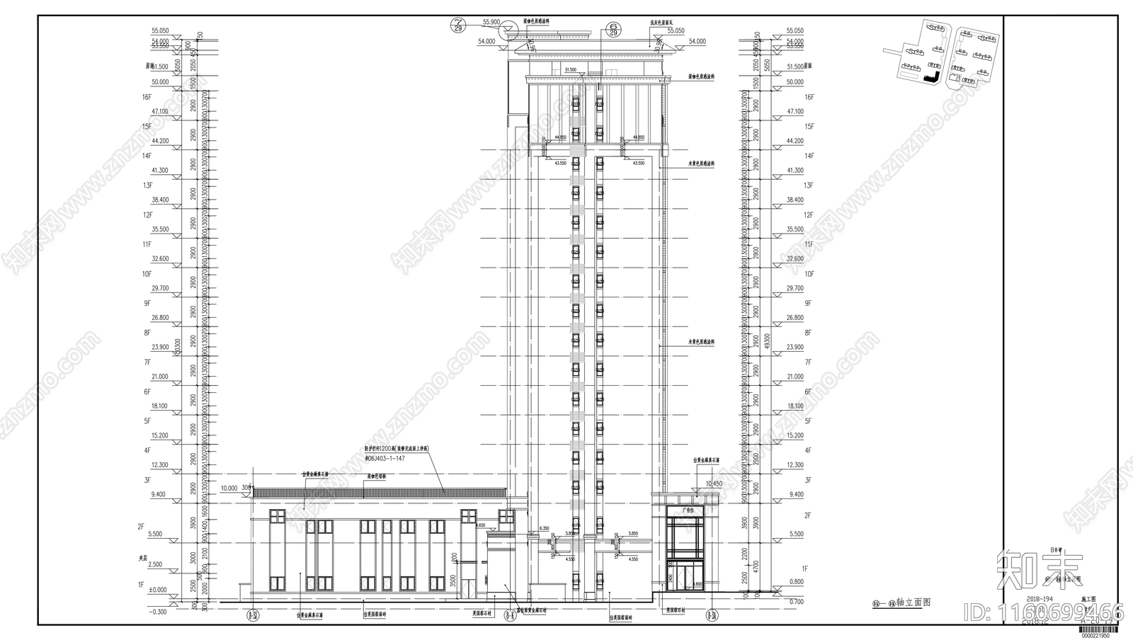 新中式高层住宅建筑图纸cad施工图下载【ID:1160699466】