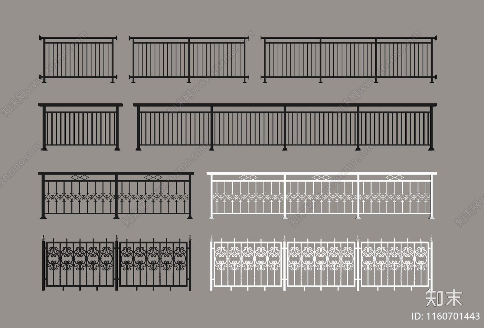 现代栏杆SU模型下载【ID:1160701443】