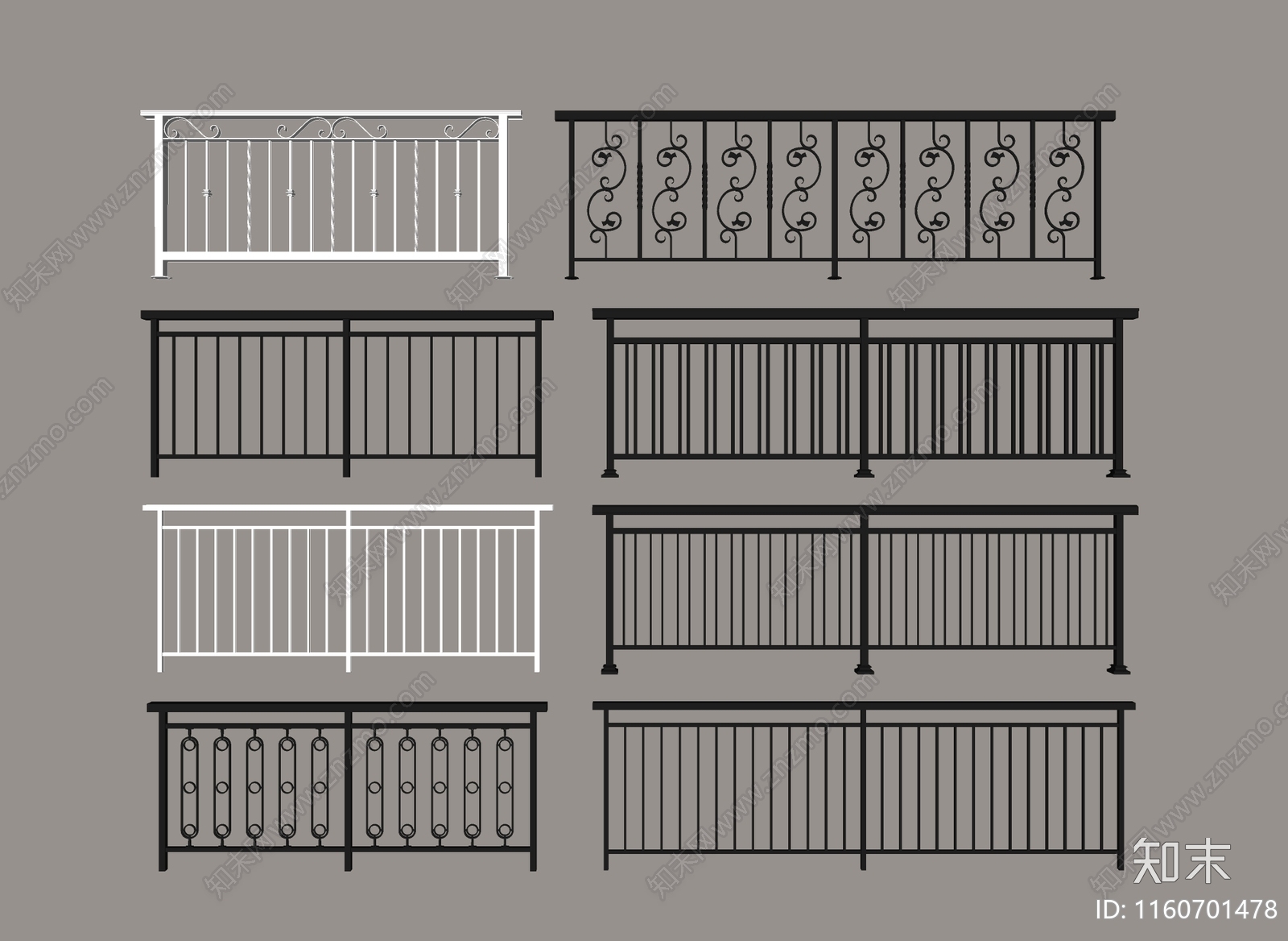 现代栏杆SU模型下载【ID:1160701478】
