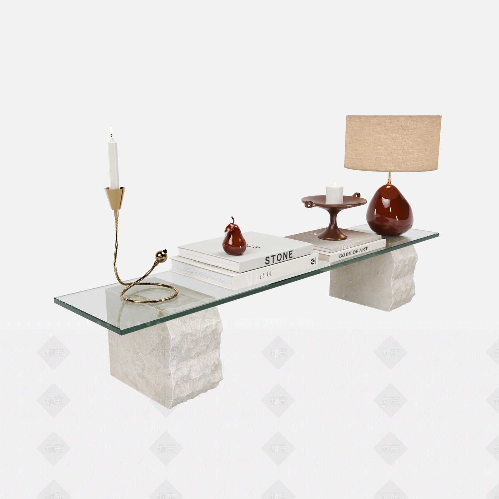 现代玻璃条案3D模型下载【ID:1160702239】