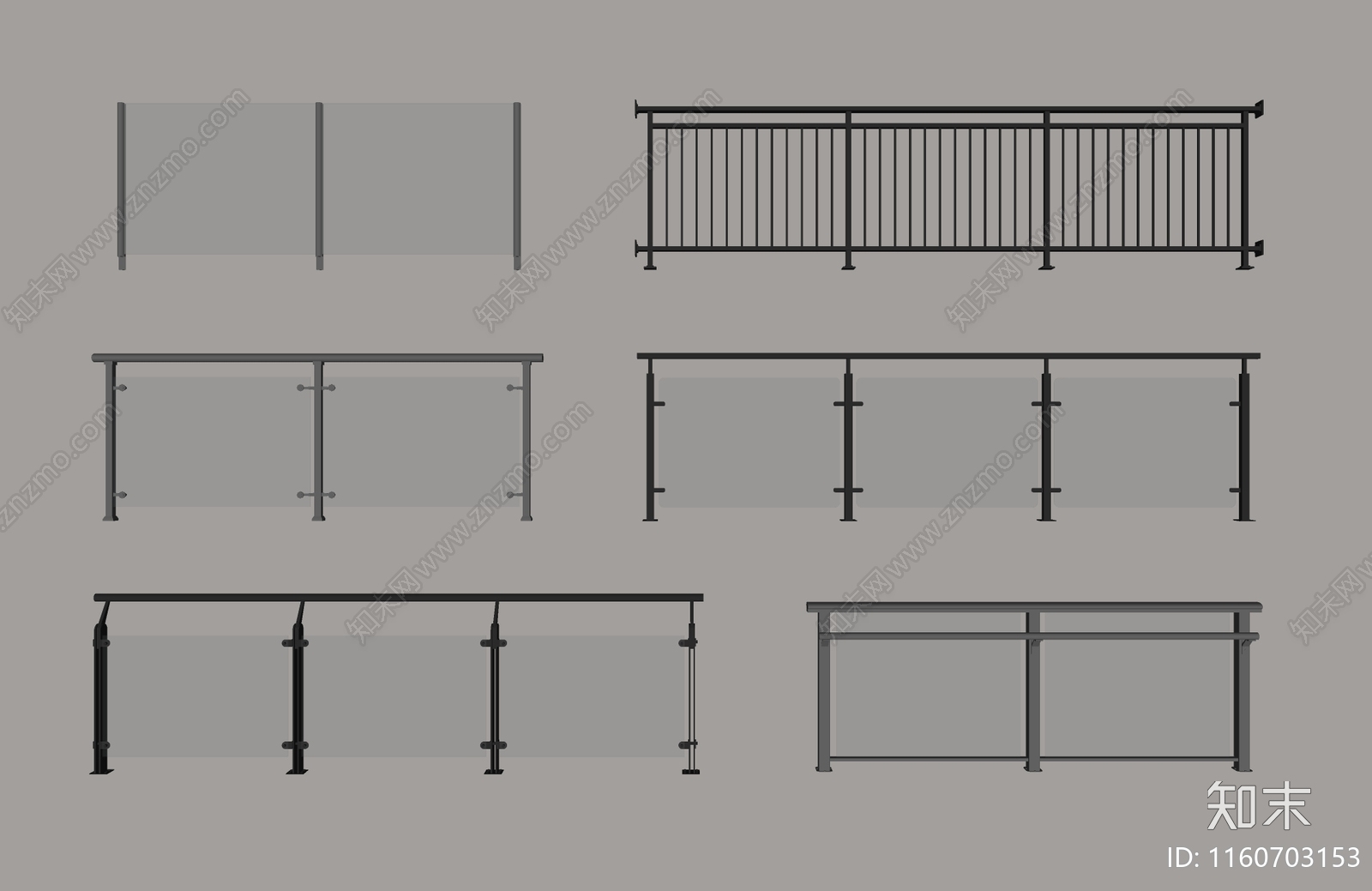 现代栏杆SU模型下载【ID:1160703153】
