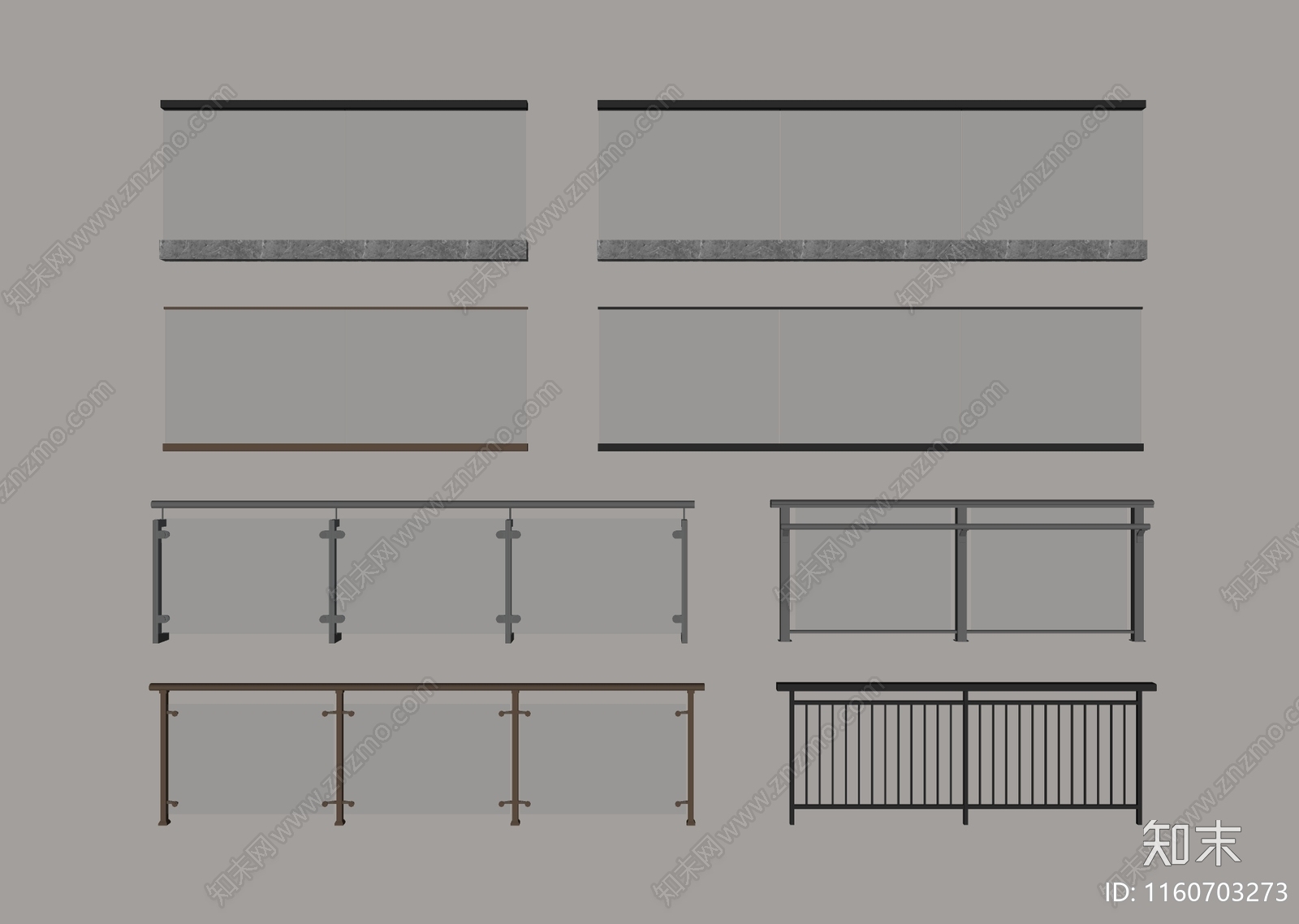现代栏杆SU模型下载【ID:1160703273】