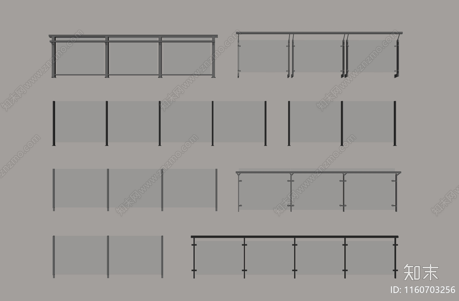 现代栏杆SU模型下载【ID:1160703256】