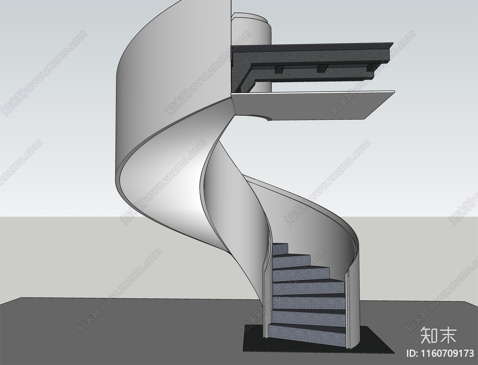 现代钢结构旋转楼梯SU模型下载【ID:1160709173】