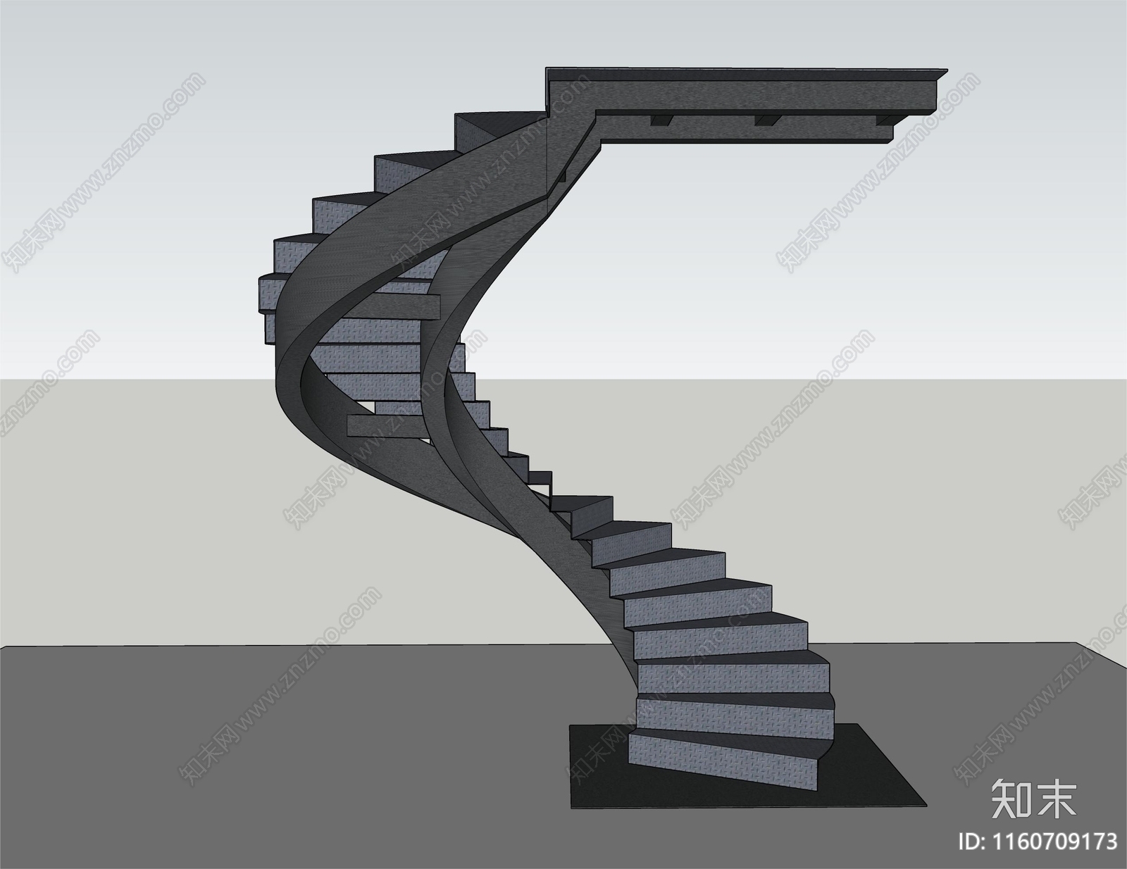 现代钢结构旋转楼梯SU模型下载【ID:1160709173】