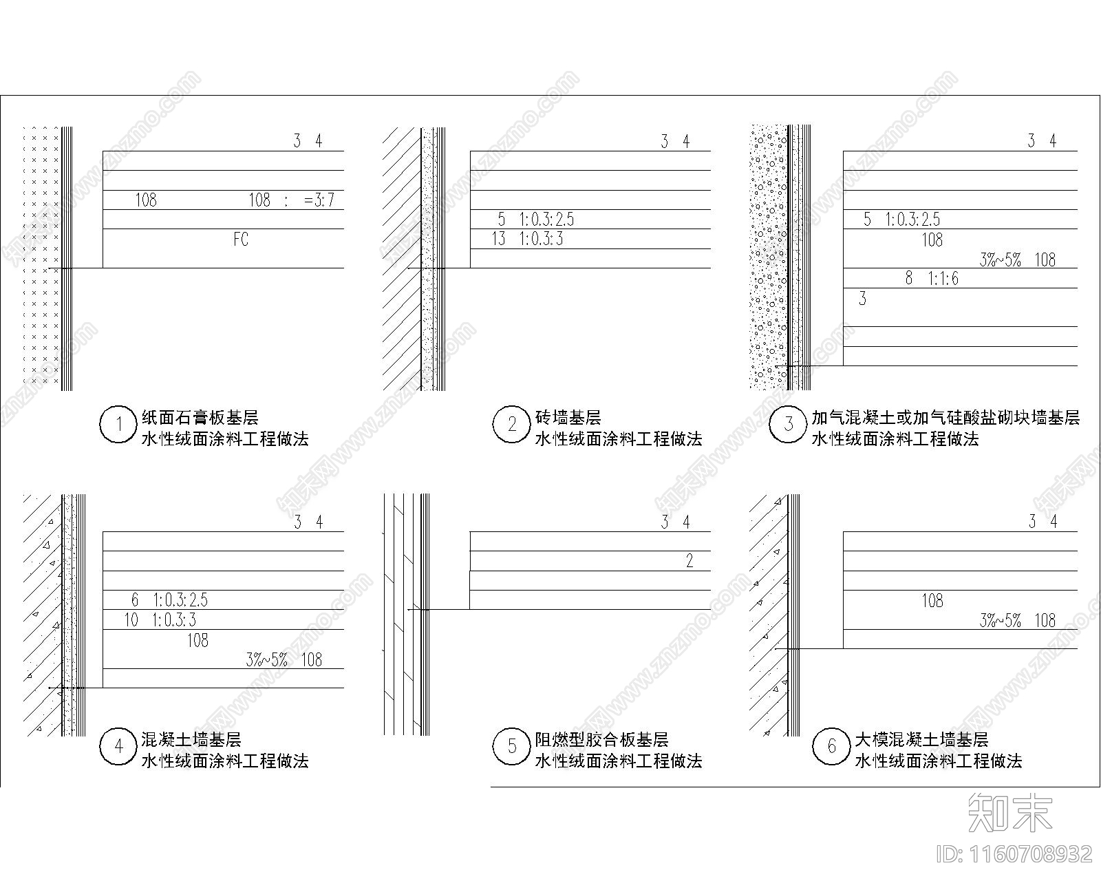 墙面涂料工程做cad施工图下载【ID:1160708932】