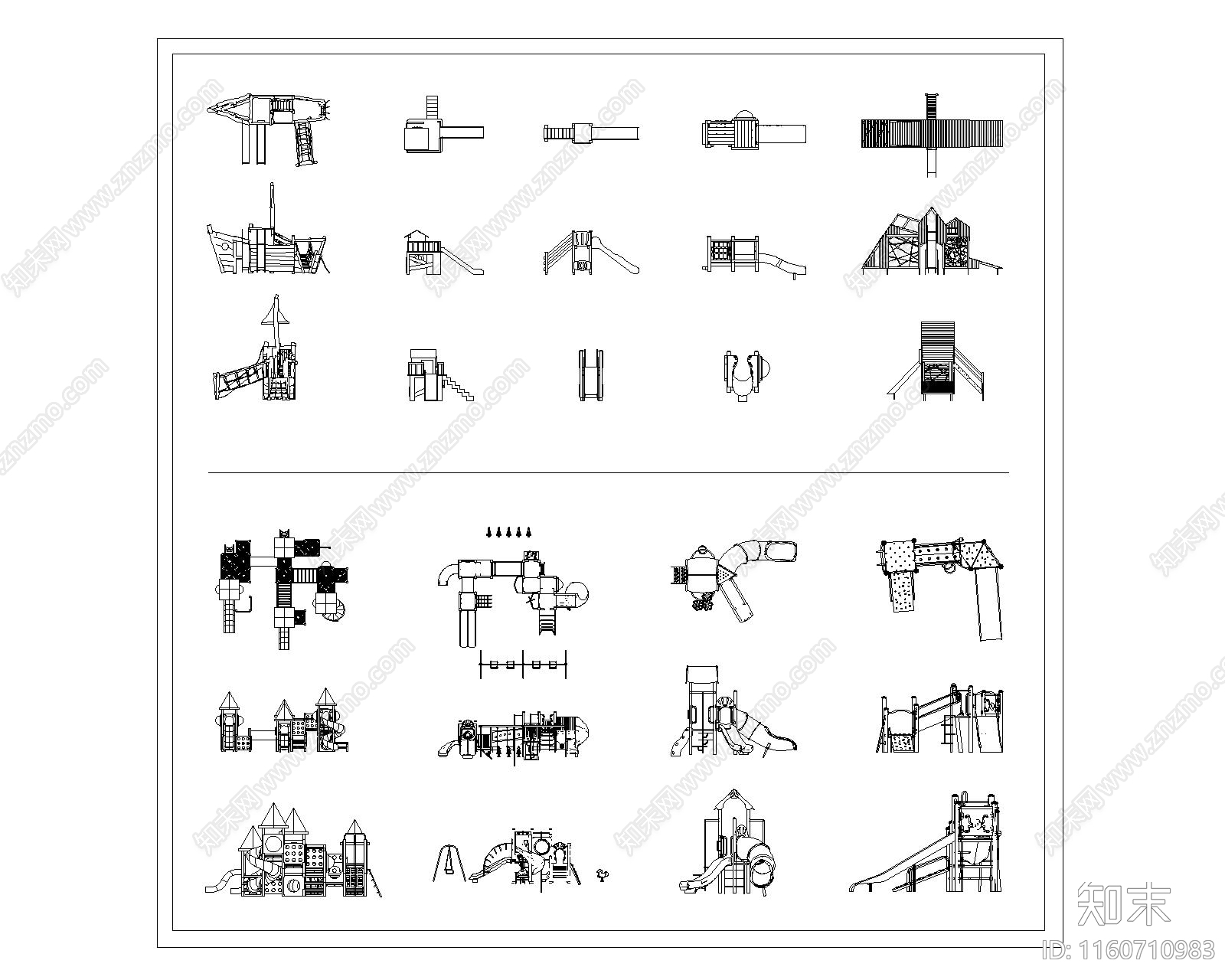 现代儿童滑梯施工图下载【ID:1160710983】