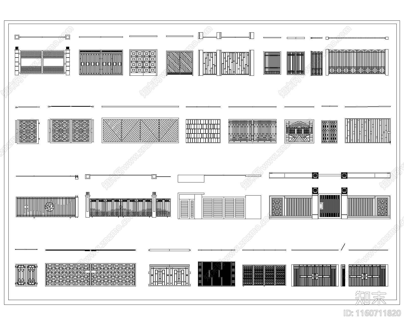 新中式铁艺大门施工图下载【ID:1160711820】