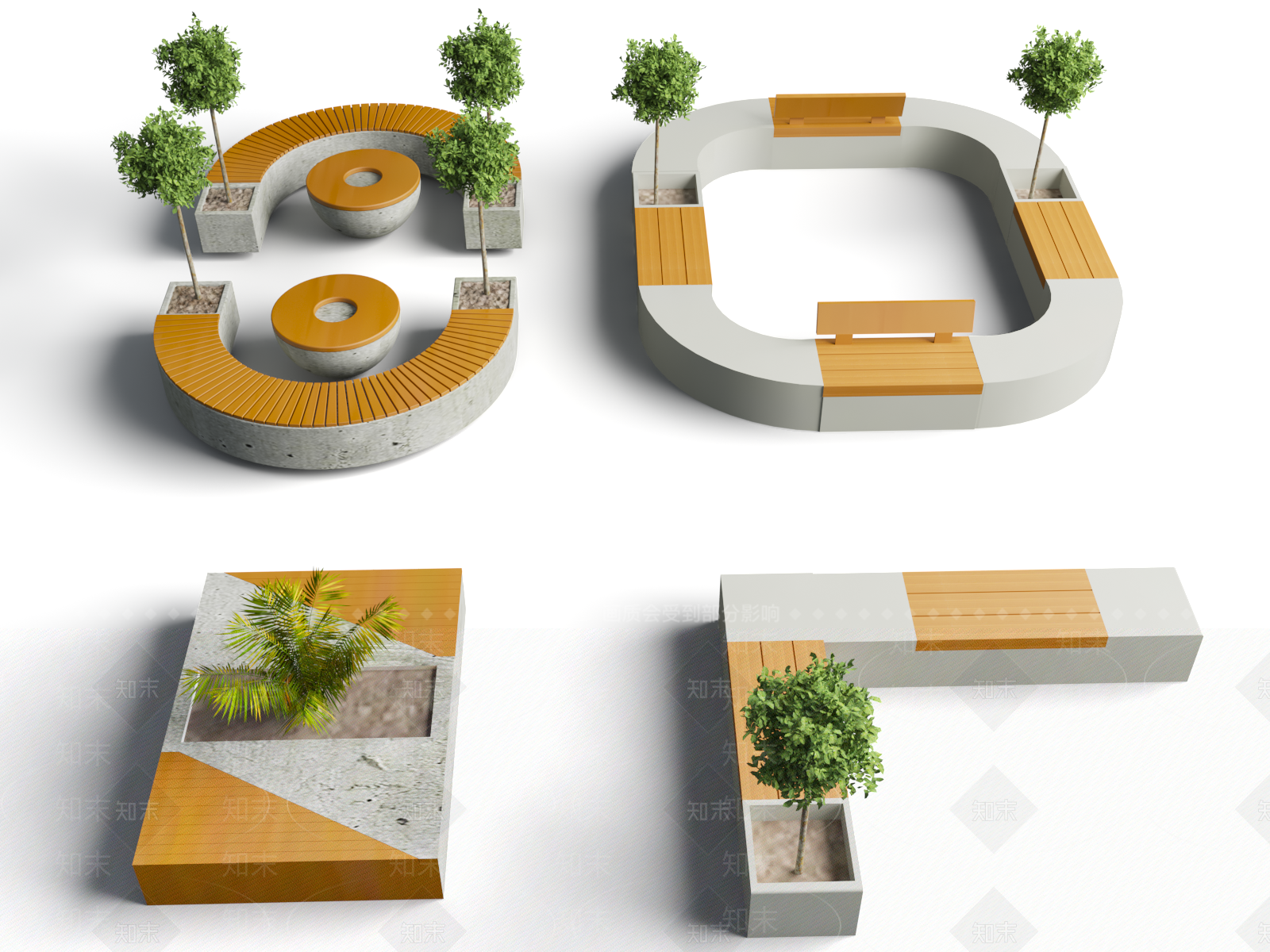 现代广场景观座椅3D模型下载【ID:1160712734】