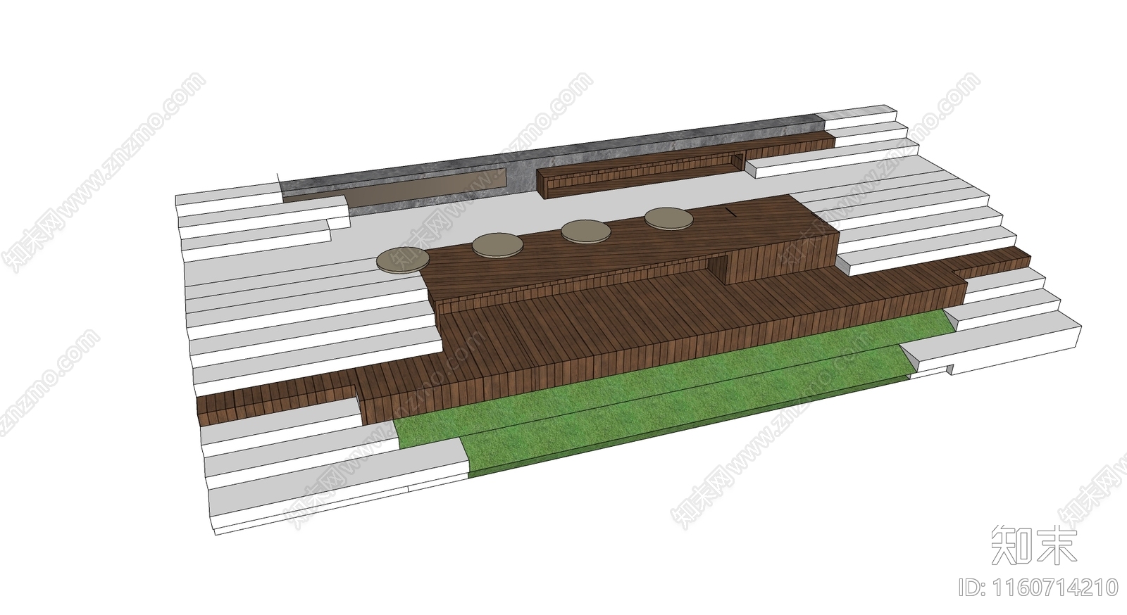 现代台阶景观SU模型下载【ID:1160714210】