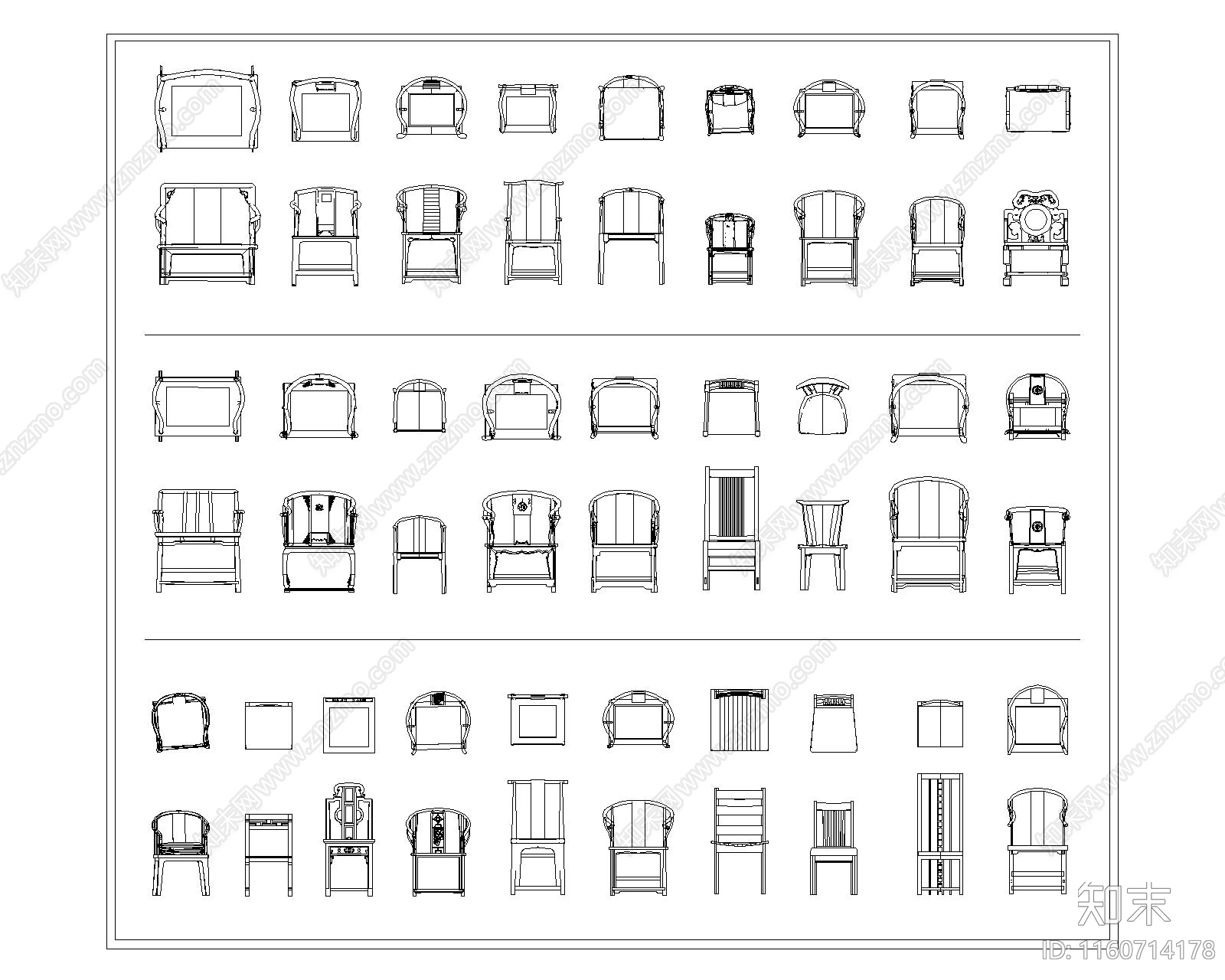 中式单椅施工图下载【ID:1160714178】