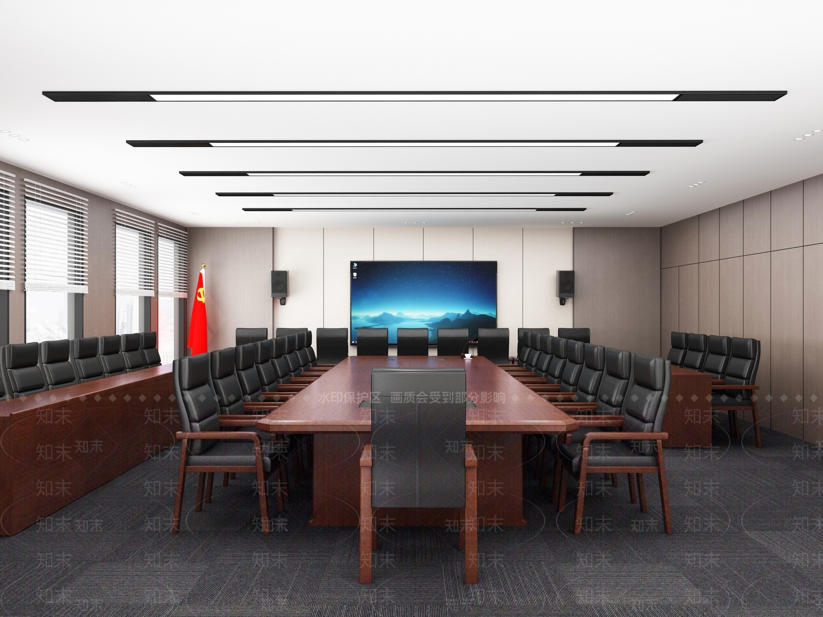 现代党建政企会议室SU模型下载【ID:1160718768】